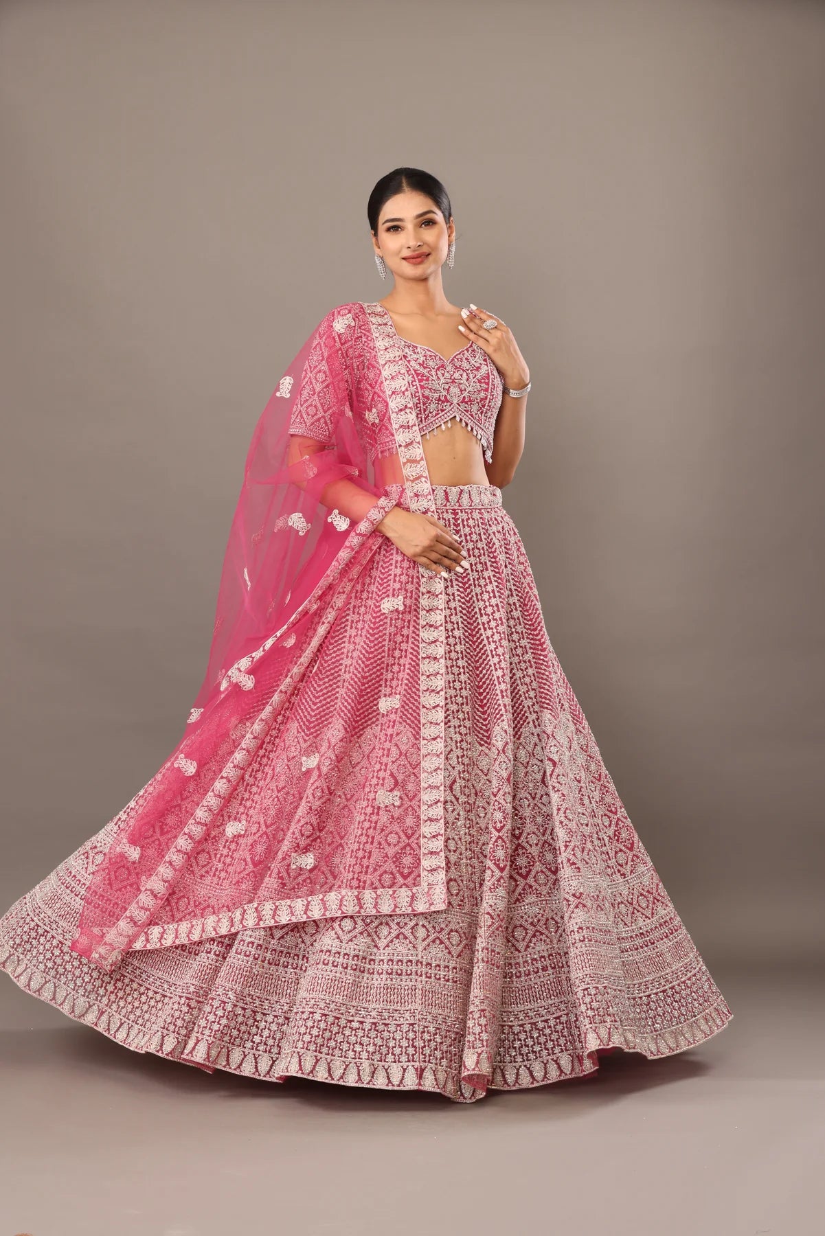 Pink embroidery Lehanga bhasin