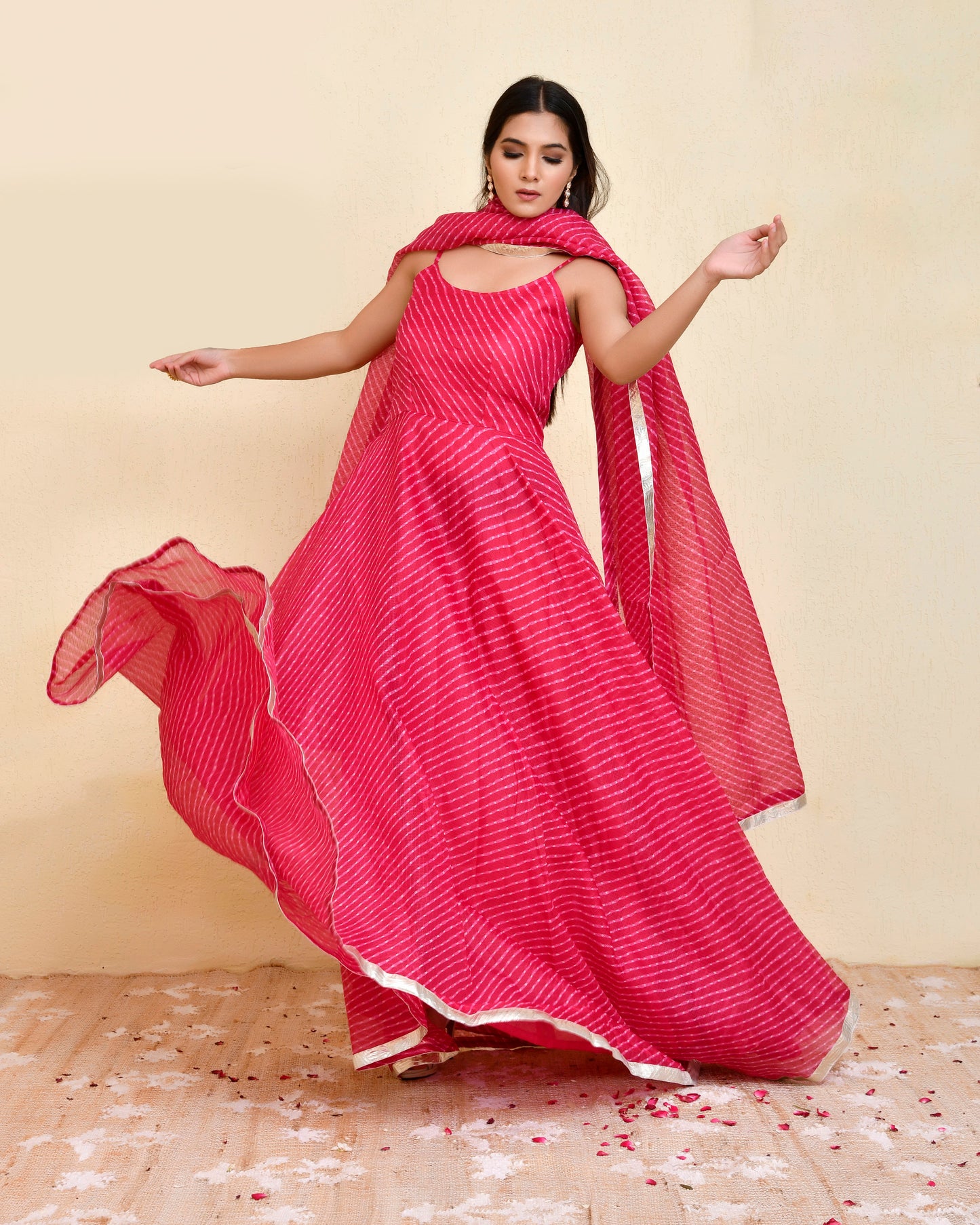 Rani Doriya Magenta Anarkali & Dupatta Set