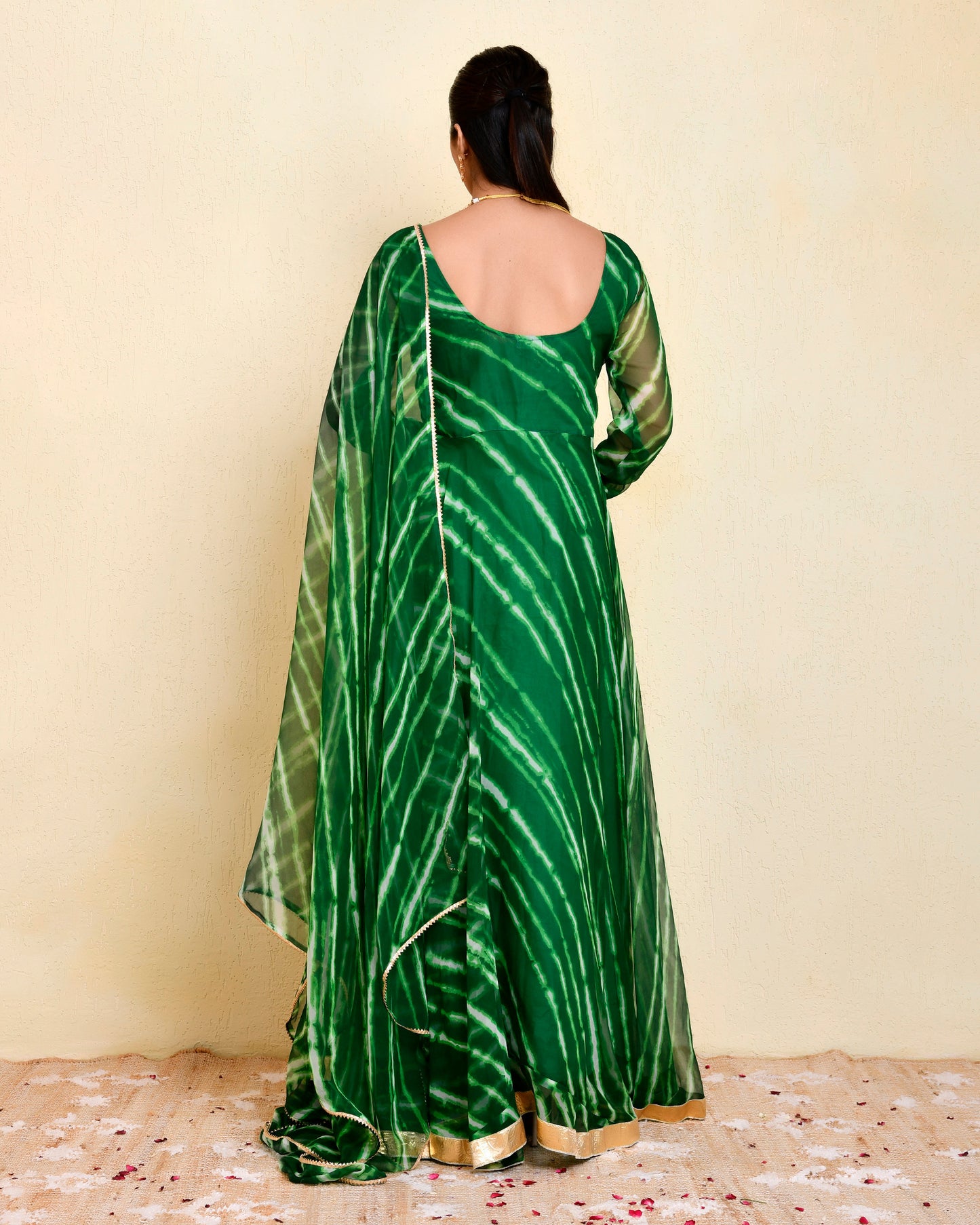 Panna  Georgette Green Gota Anarkali & Dupatta Set