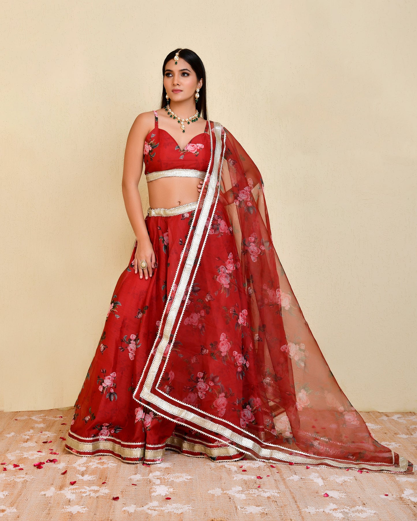 Ruby Chanderi Maroon Sangeet Lehenga Set