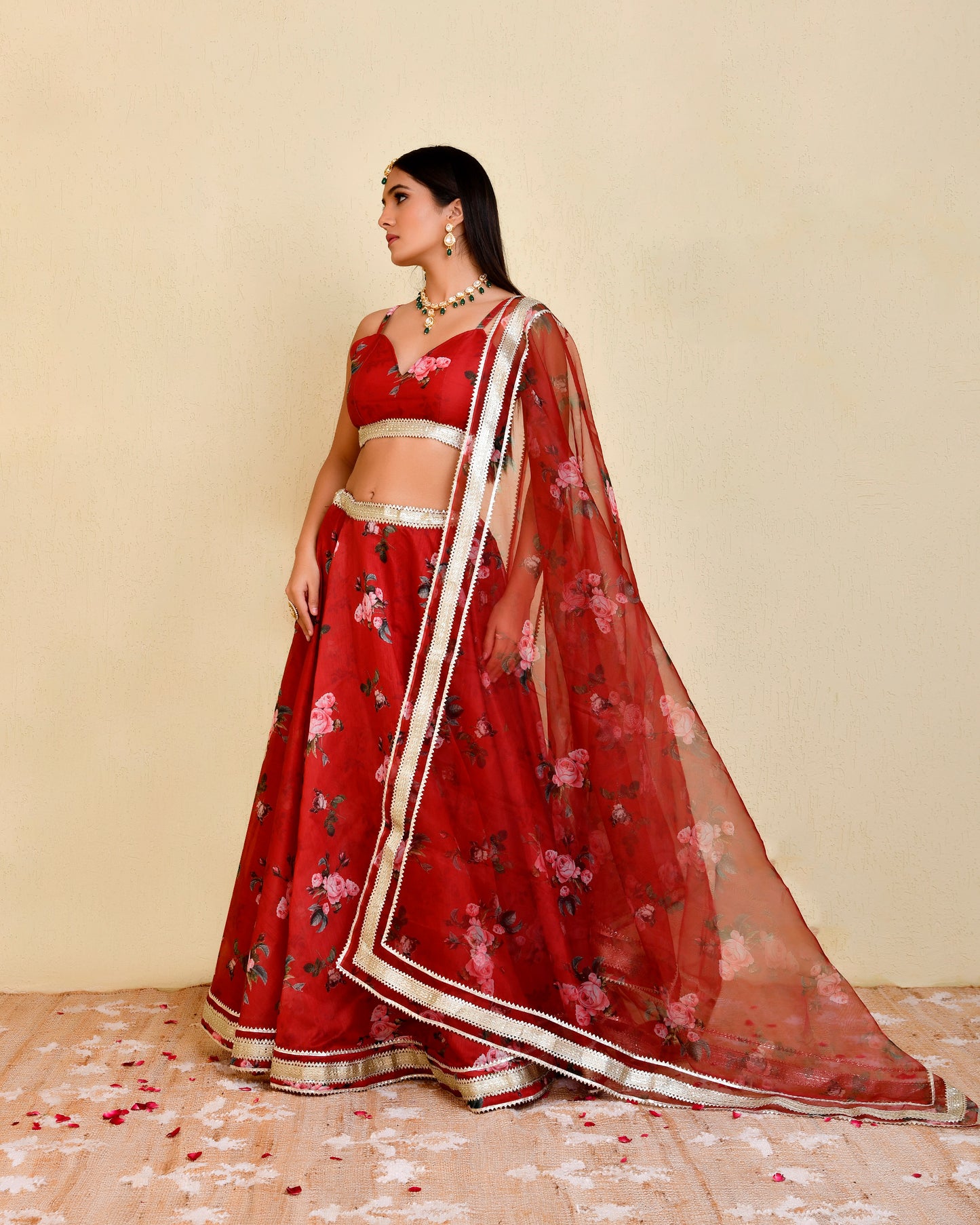 Ruby Chanderi Maroon Sangeet Lehenga Set