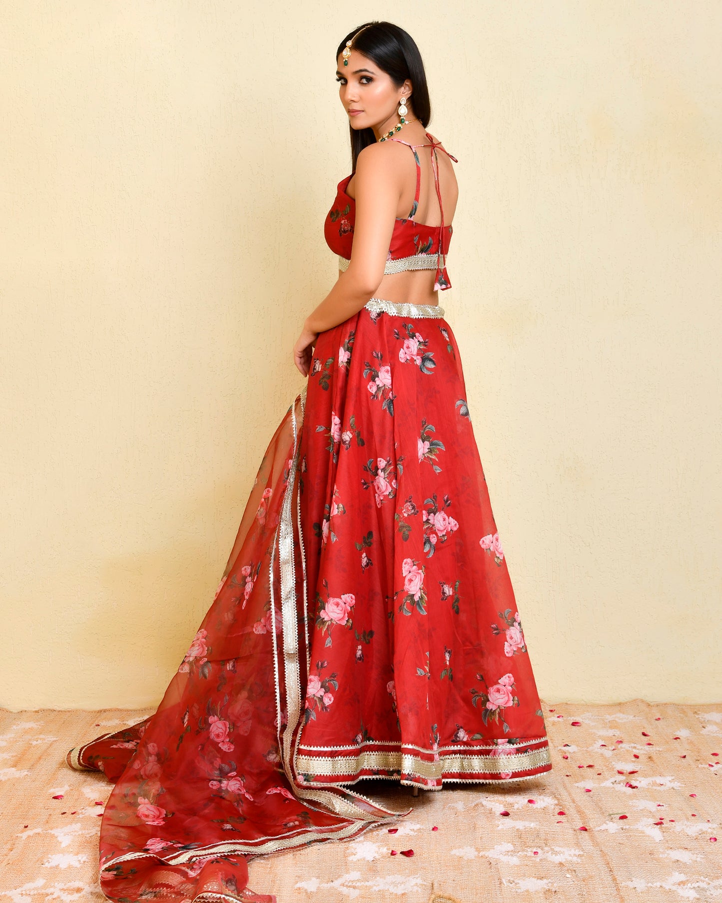 Ruby Chanderi Maroon Sangeet Lehenga Set