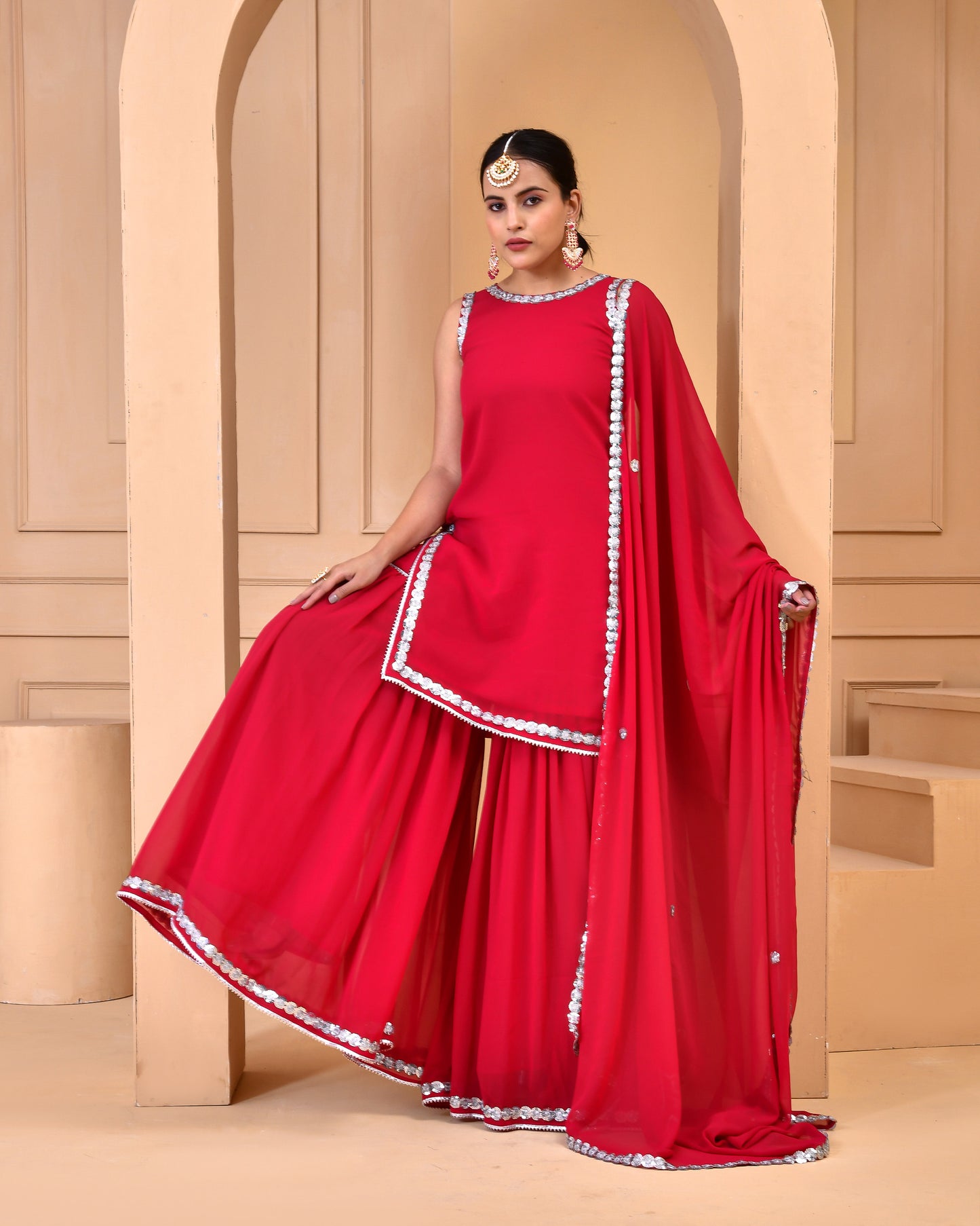 Jazzberry Georgette Sharara set