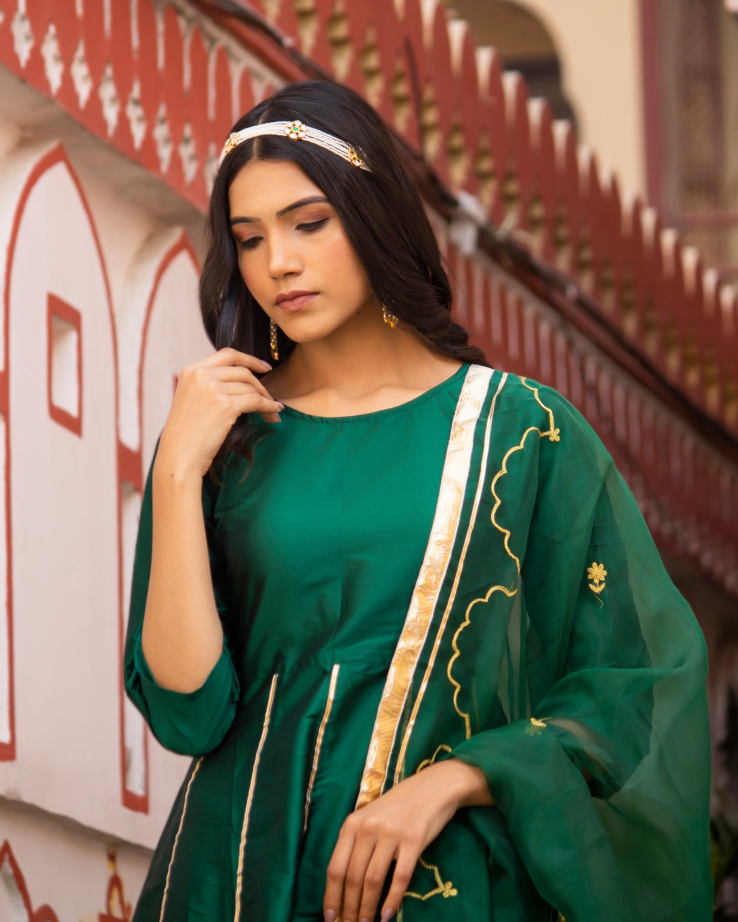 Phillauri Taffeta Silk Green Sharara set