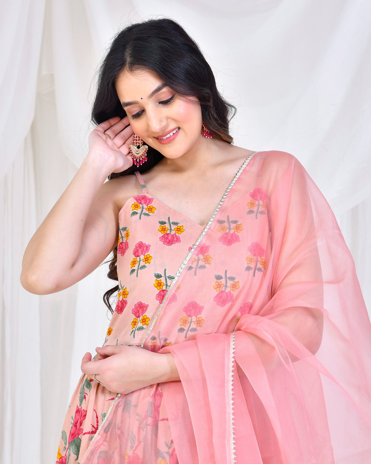 Radha Cotton Pink Anarkali Set