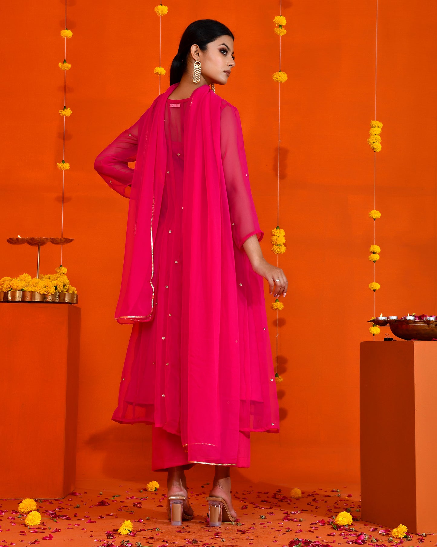 Fuchsia Georgette Utsav Bannhi Jaipuri Anarkali