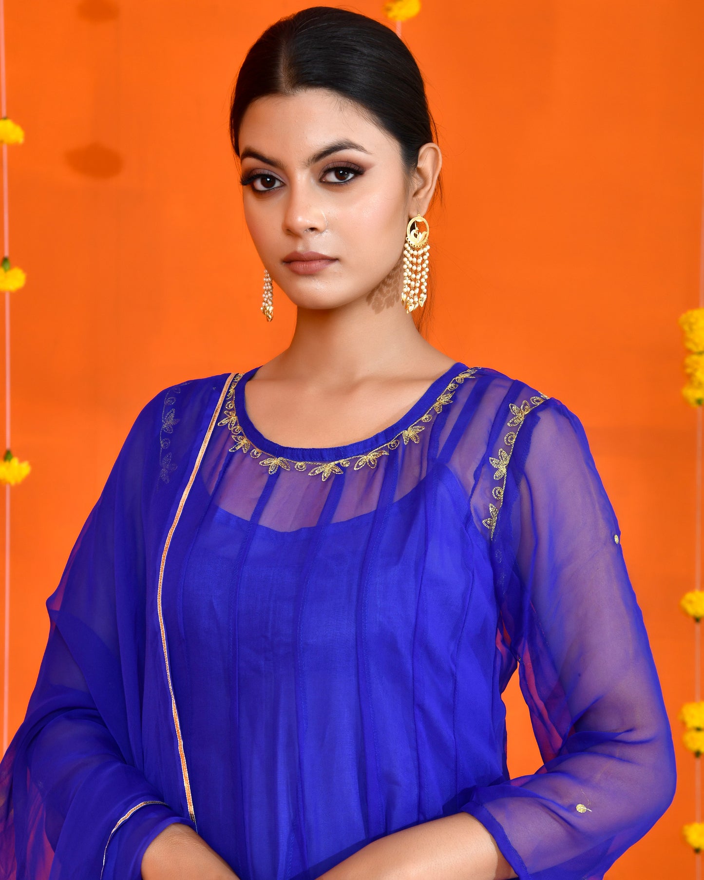 Blue Georgette Utsav Bannhi Jaipuri Anarkali