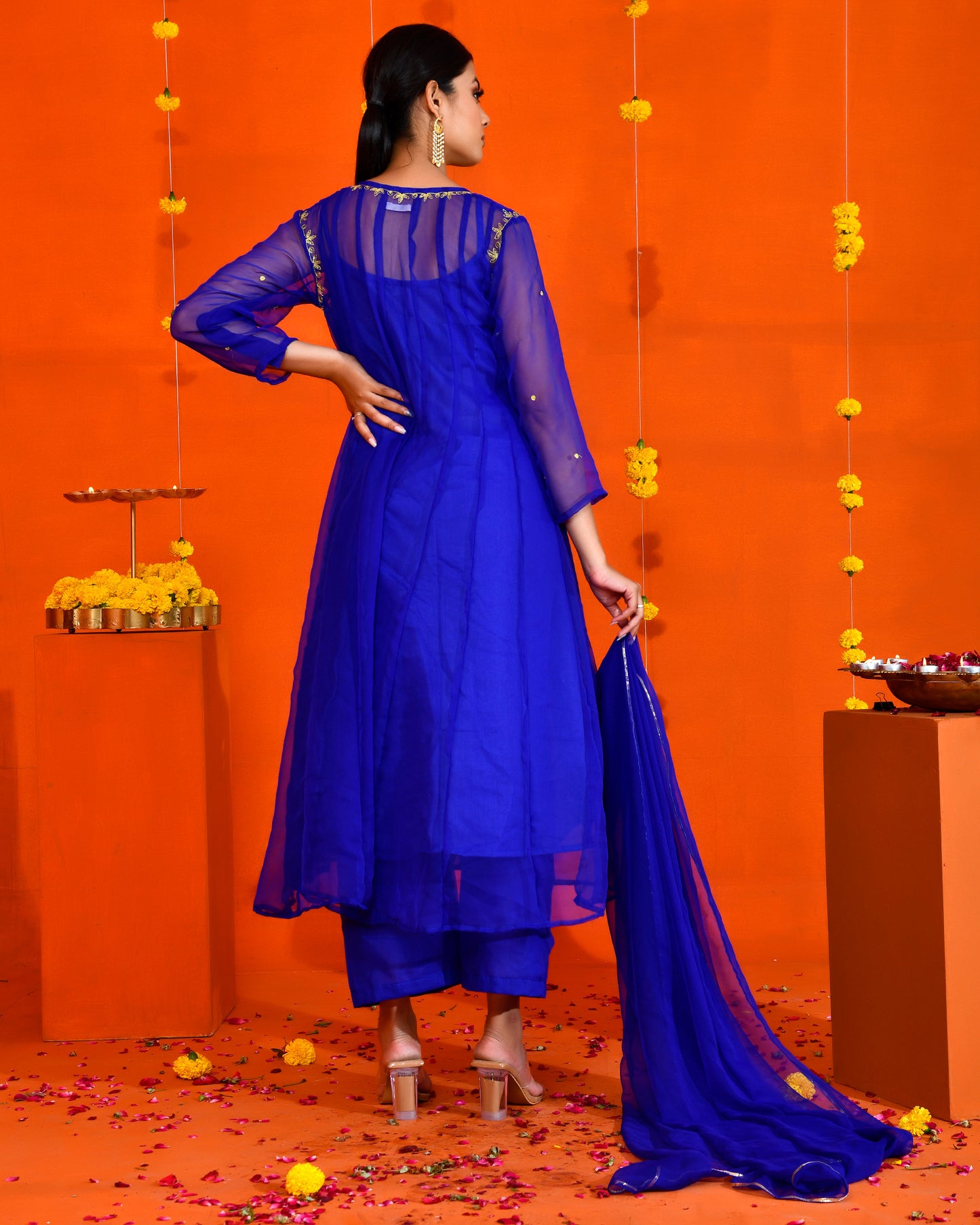 Blue Georgette Utsav Bannhi Jaipuri Anarkali