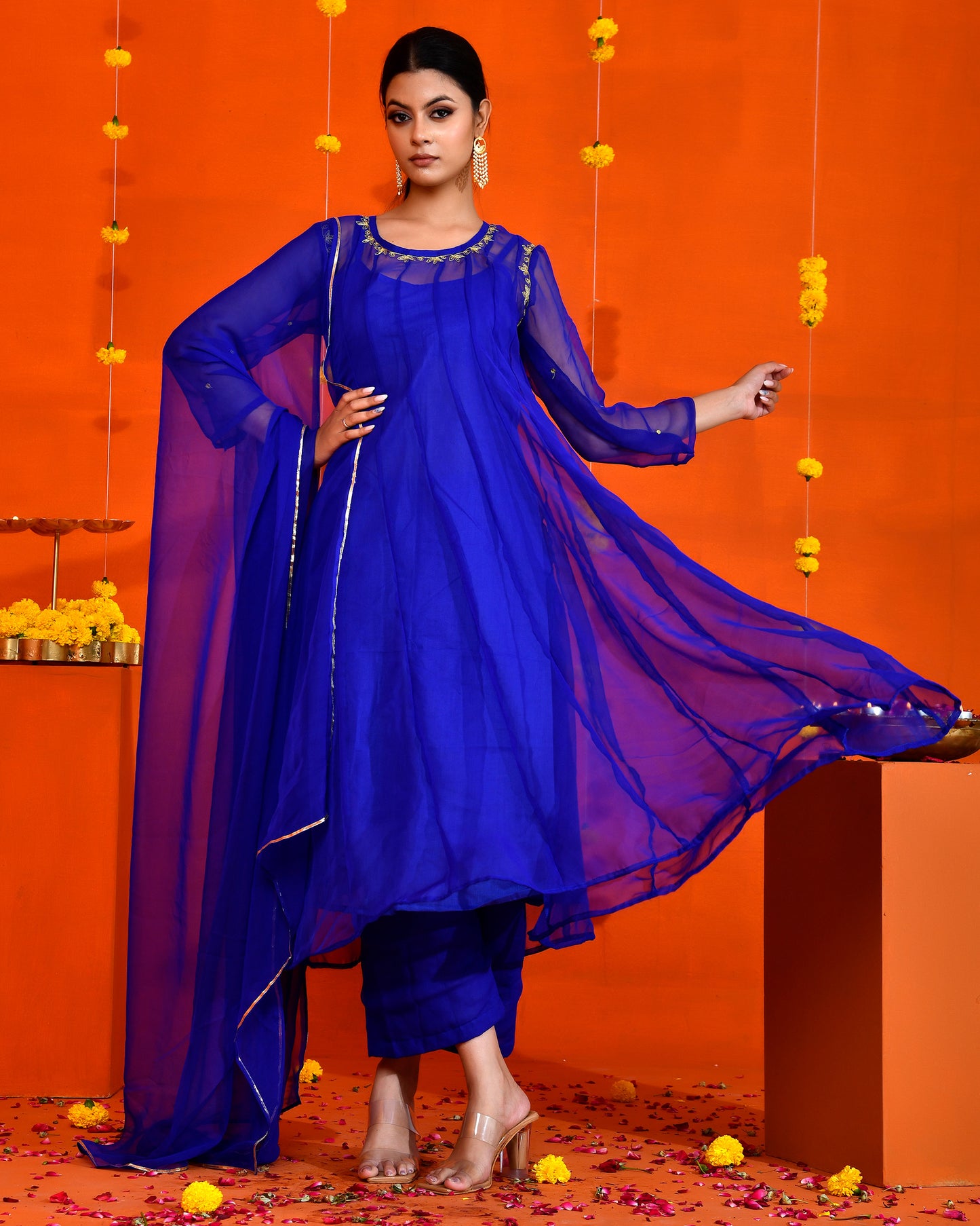 Blue Georgette Utsav Bannhi Jaipuri Anarkali