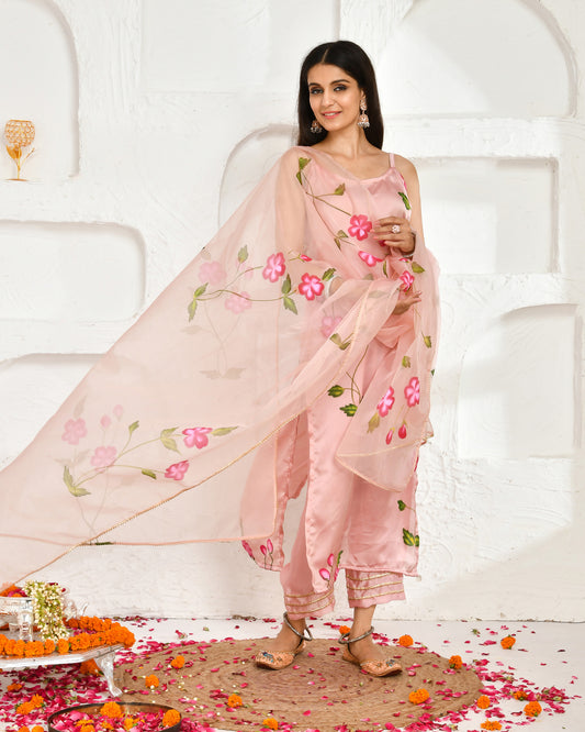 Aparna Hand Painted Satin Suit Set