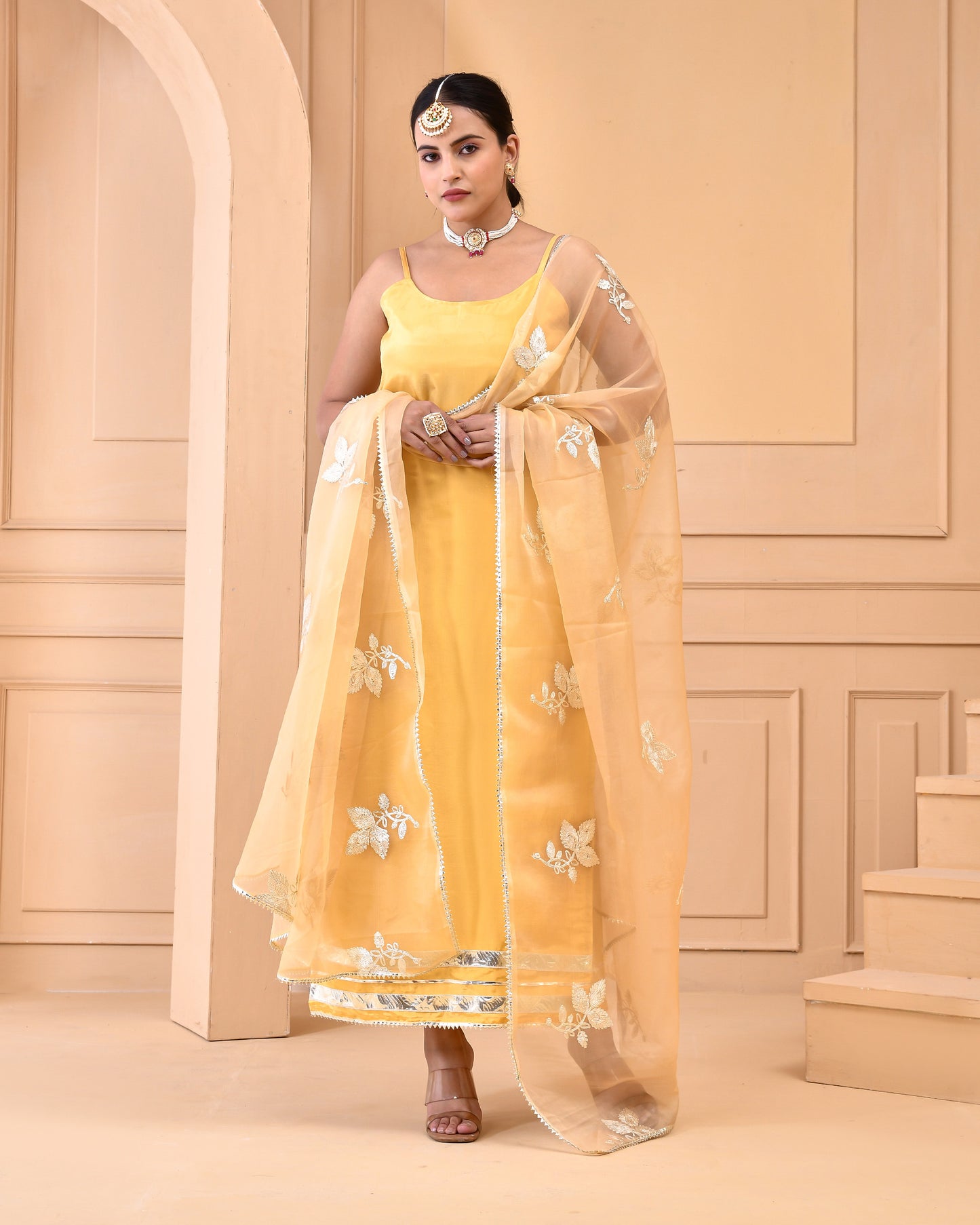 Champagne Upadda Silk Festive Suit Set