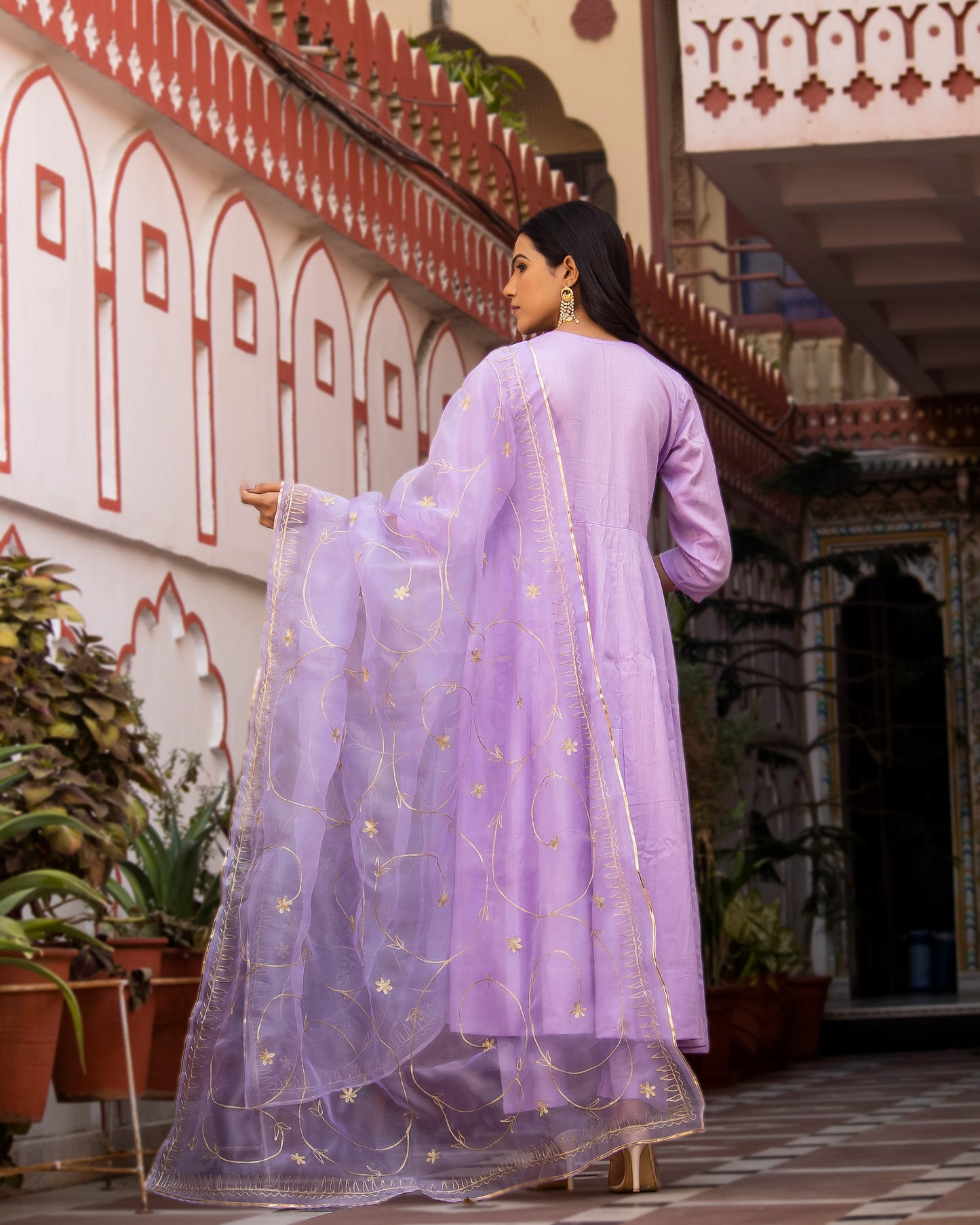 Vara Lavender Cotton Silk Festive Suit Set