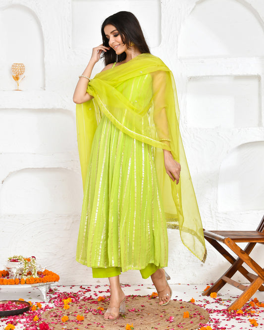 Jaya Green Georgette Aari Suit Set