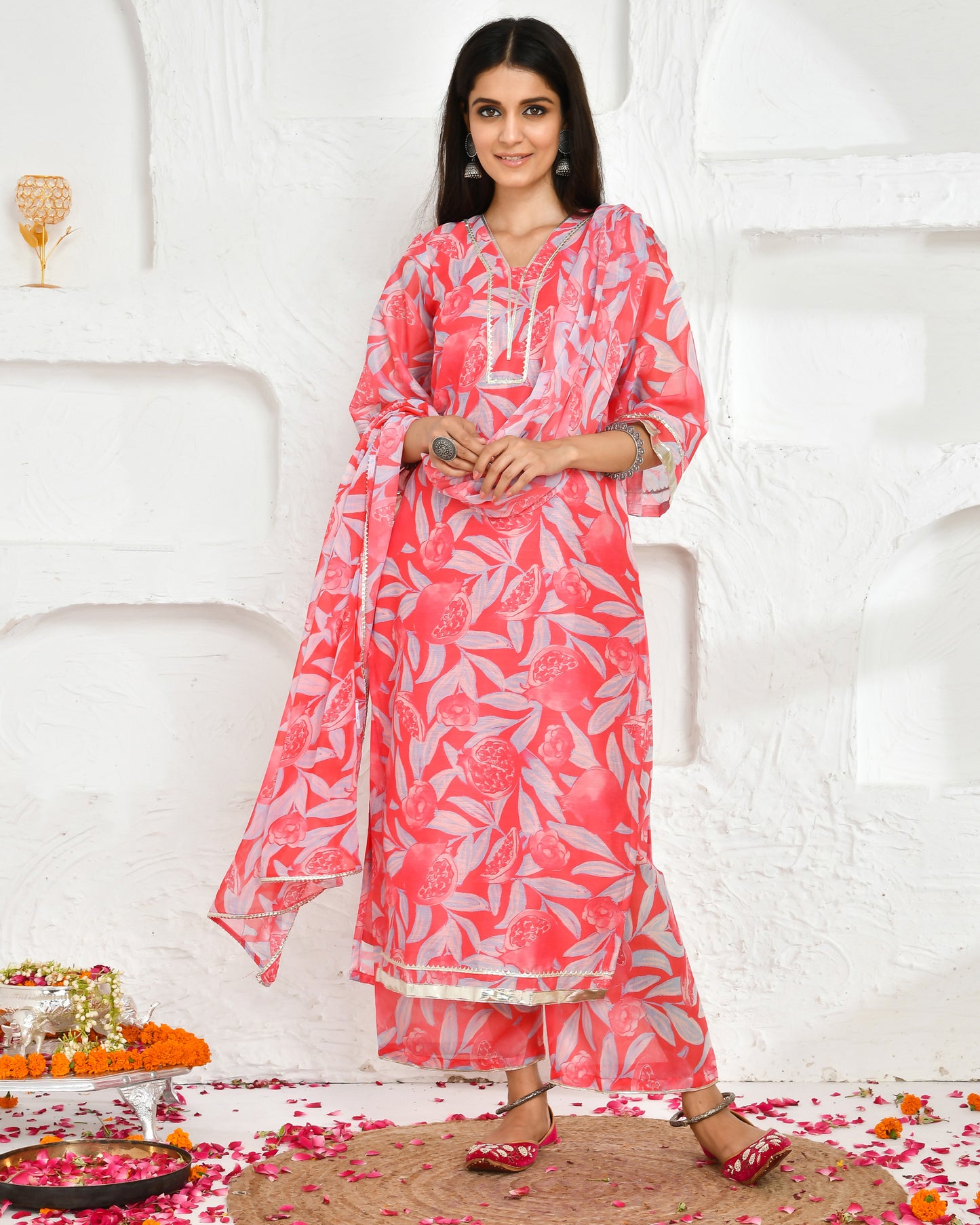 Amrita Chanderi Pink Festive Suit Set