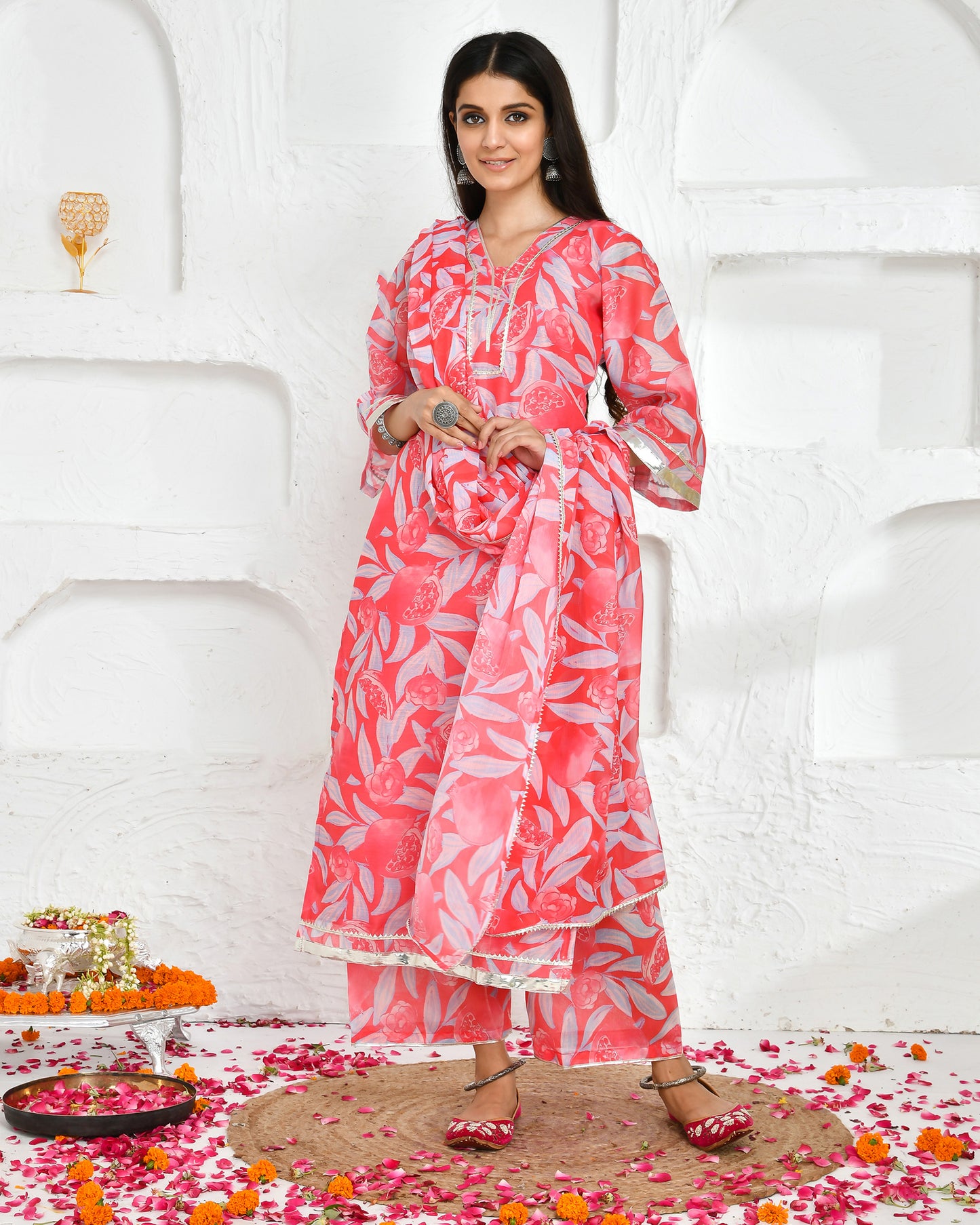 Amrita Chanderi Pink Festive Suit Set