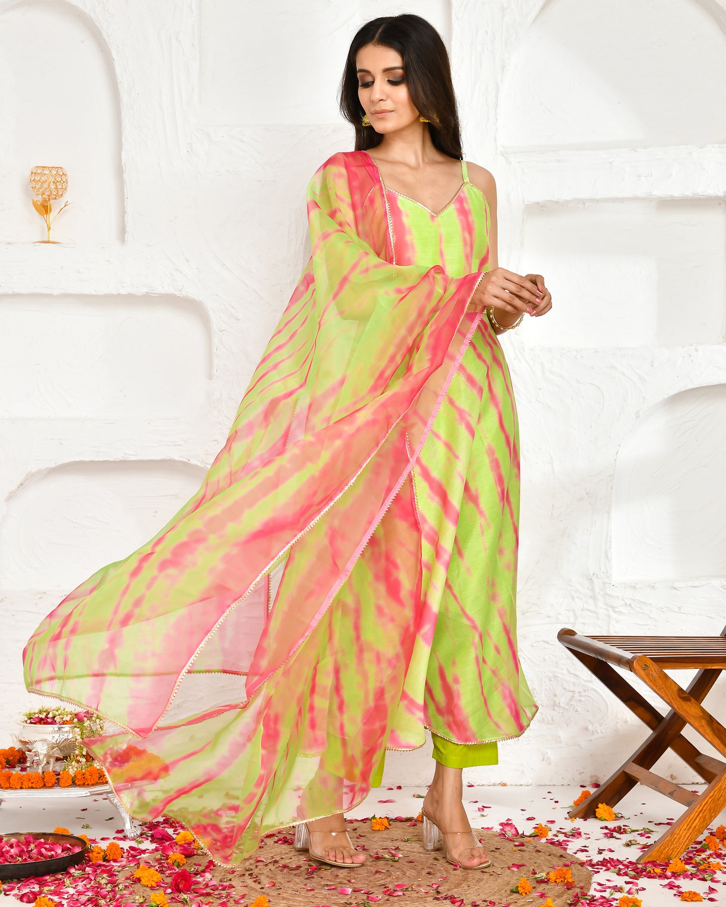 Yadvi Chanderi Green suit Set