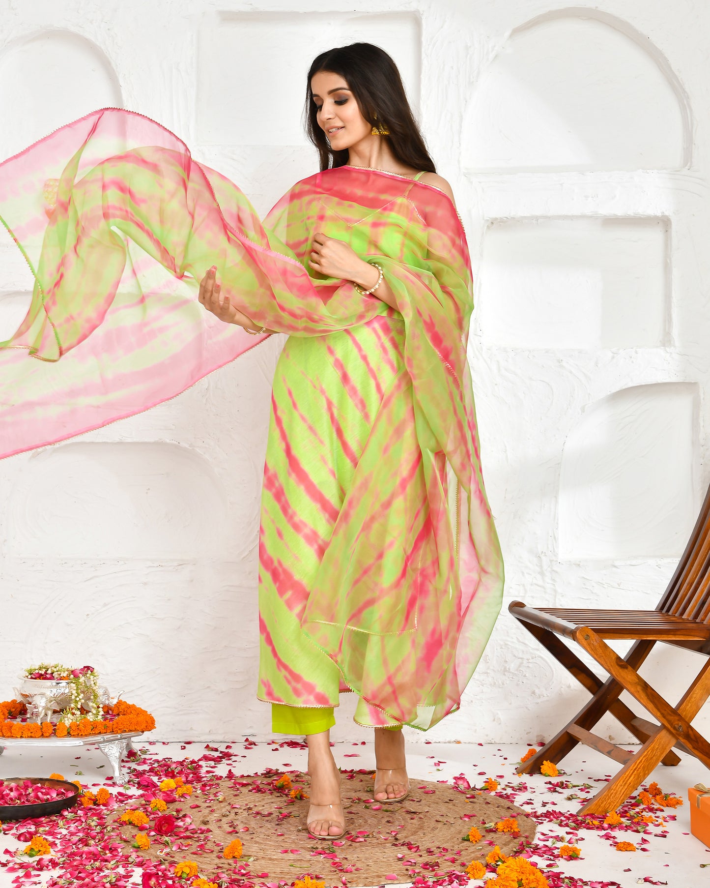 Yadvi Chanderi Green suit Set