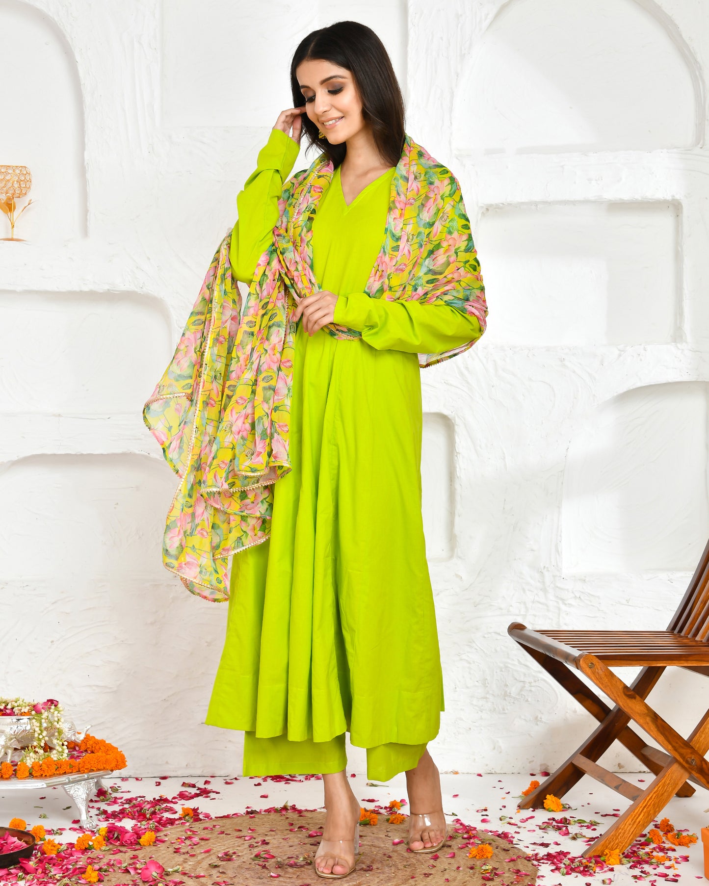 Nivritti Green Cotton Festive Anarkali Set