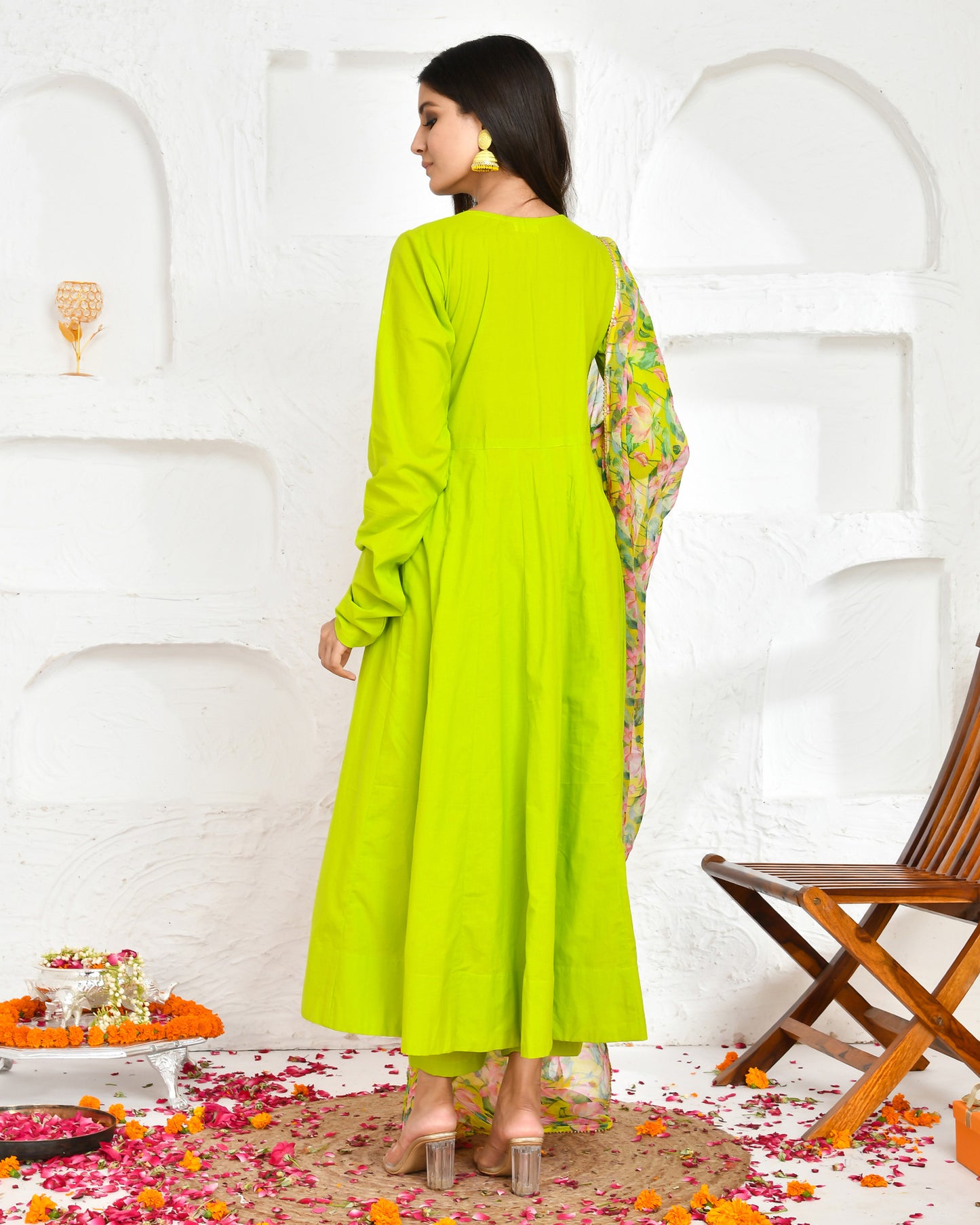 Nivritti Green Cotton Festive Anarkali Set