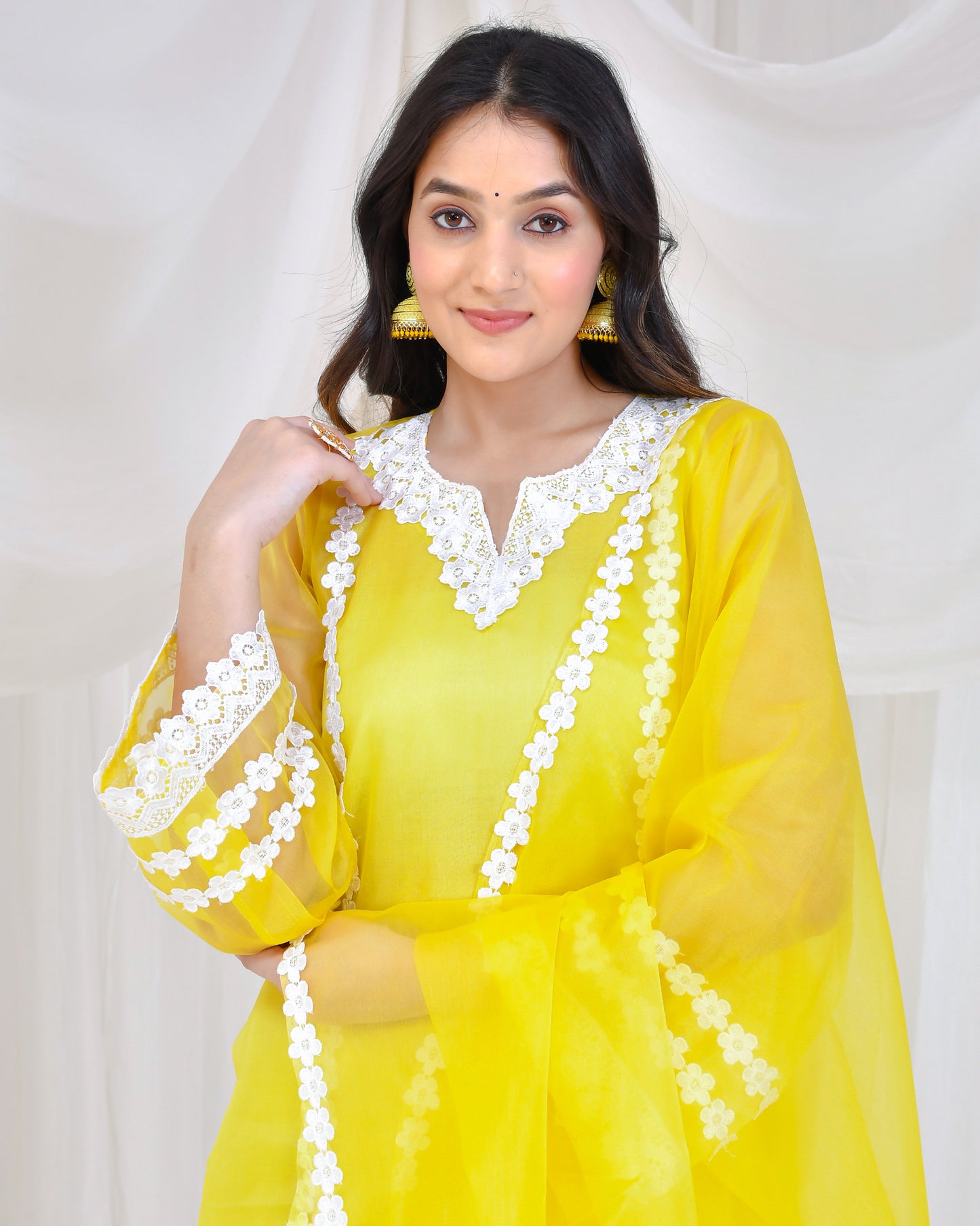 Yellow Organza Designer Suit Set