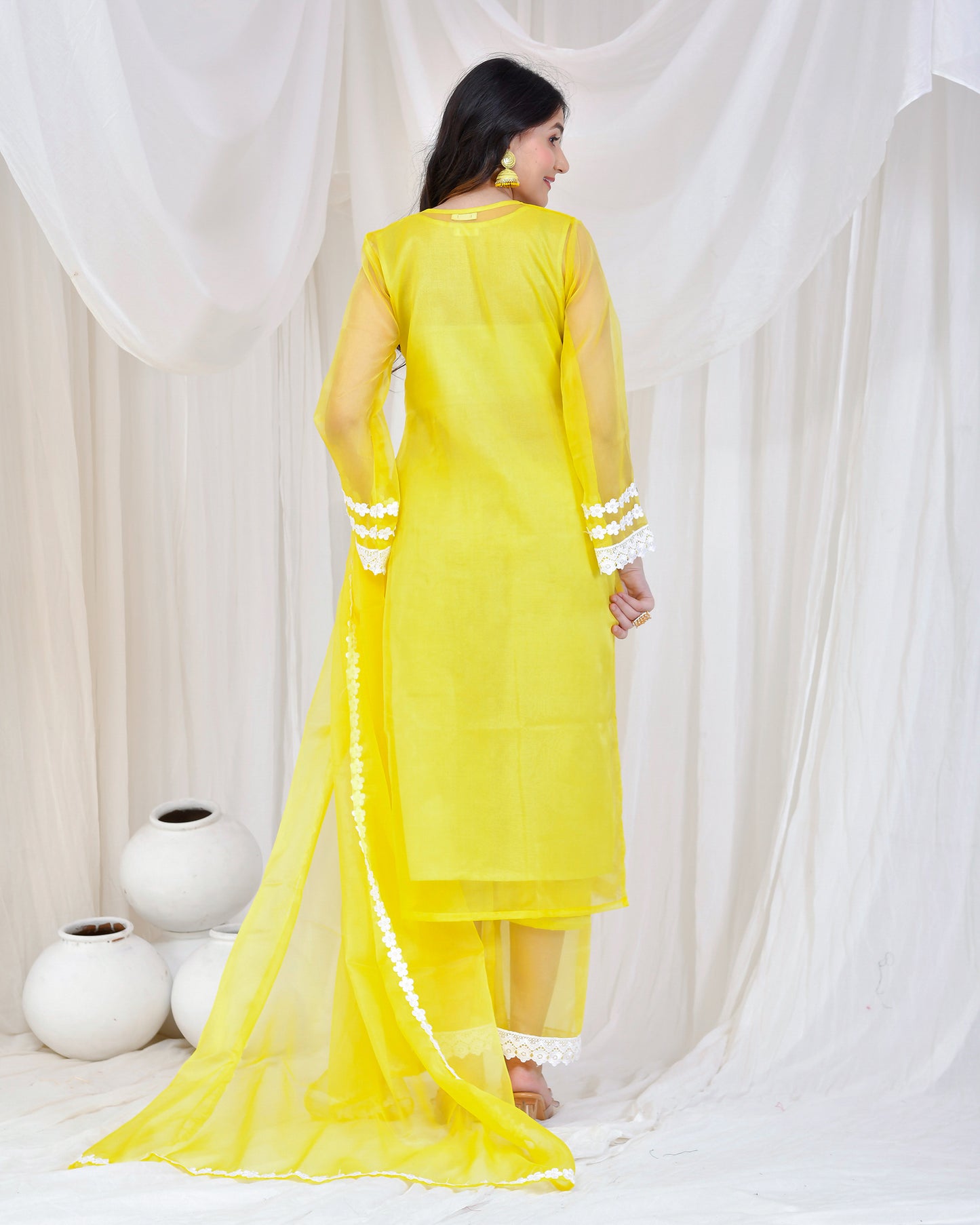 Yellow Organza Designer Suit Set