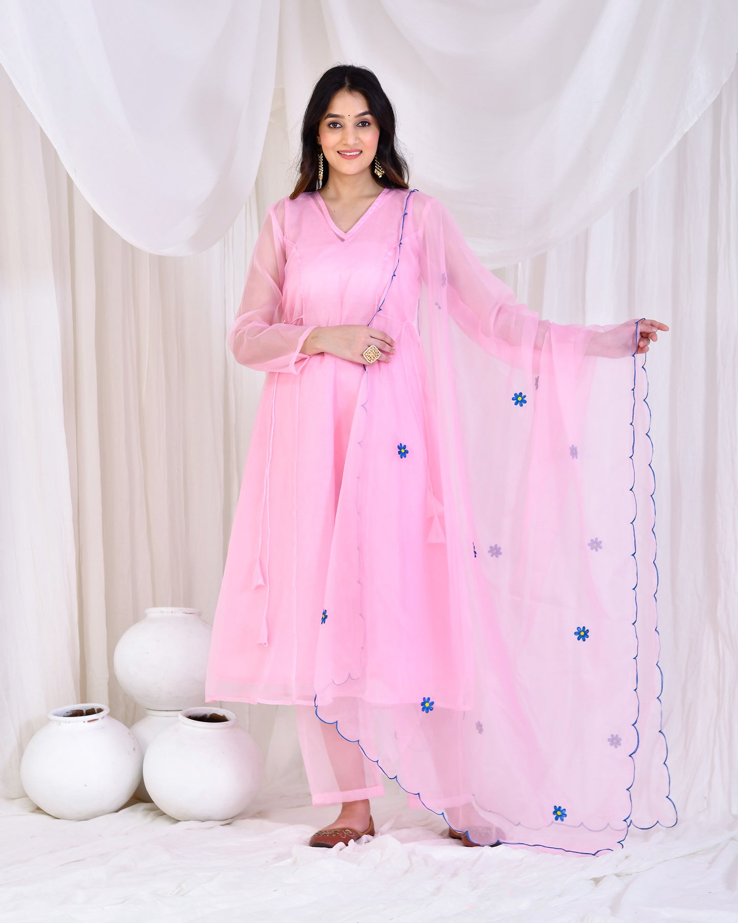 Pink Organza Designer Suit Set