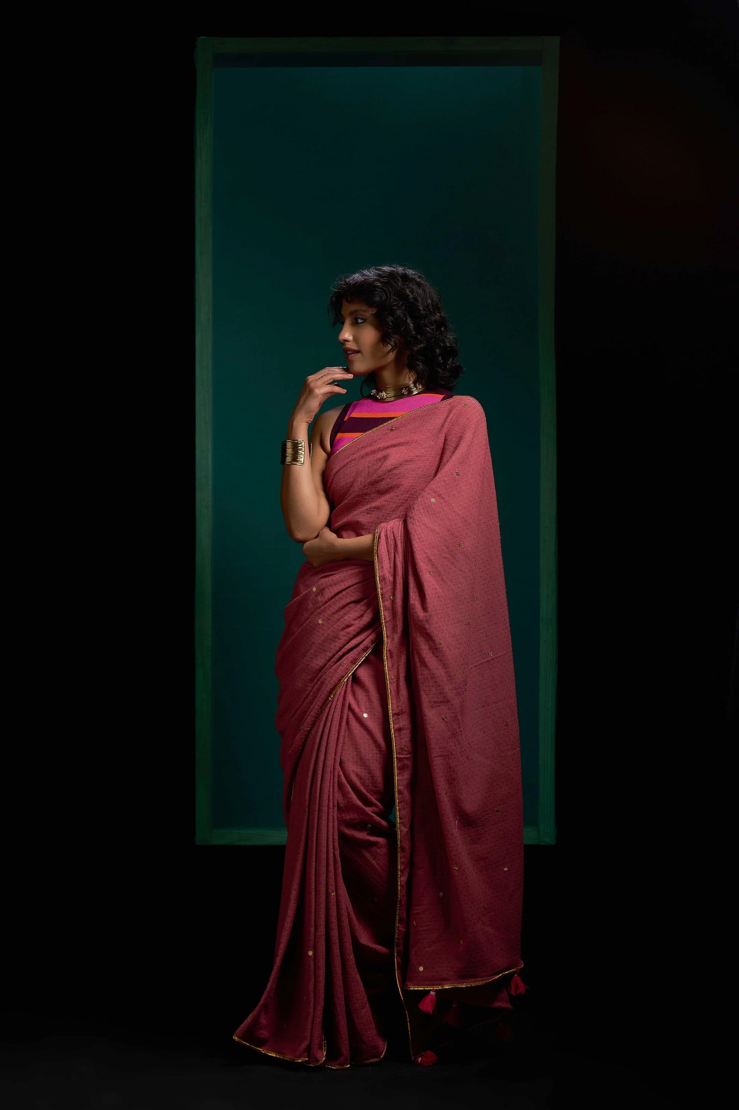 Brown Tohfa Mulmul Saree