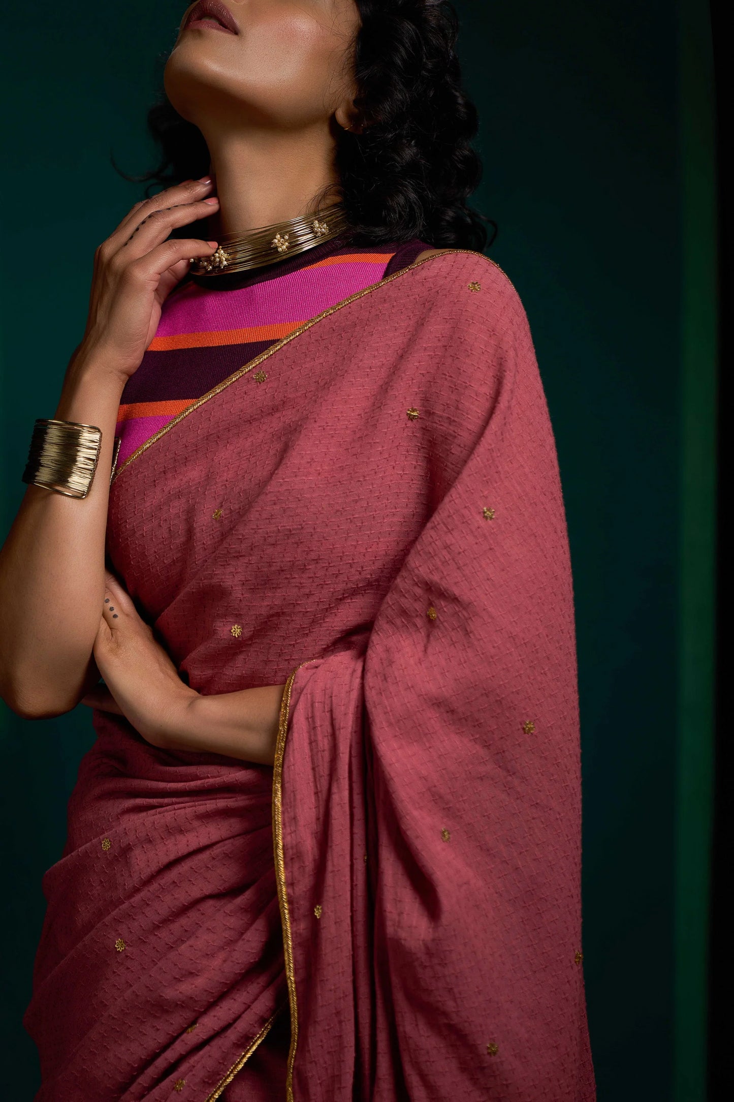 Brown Tohfa Mulmul Saree