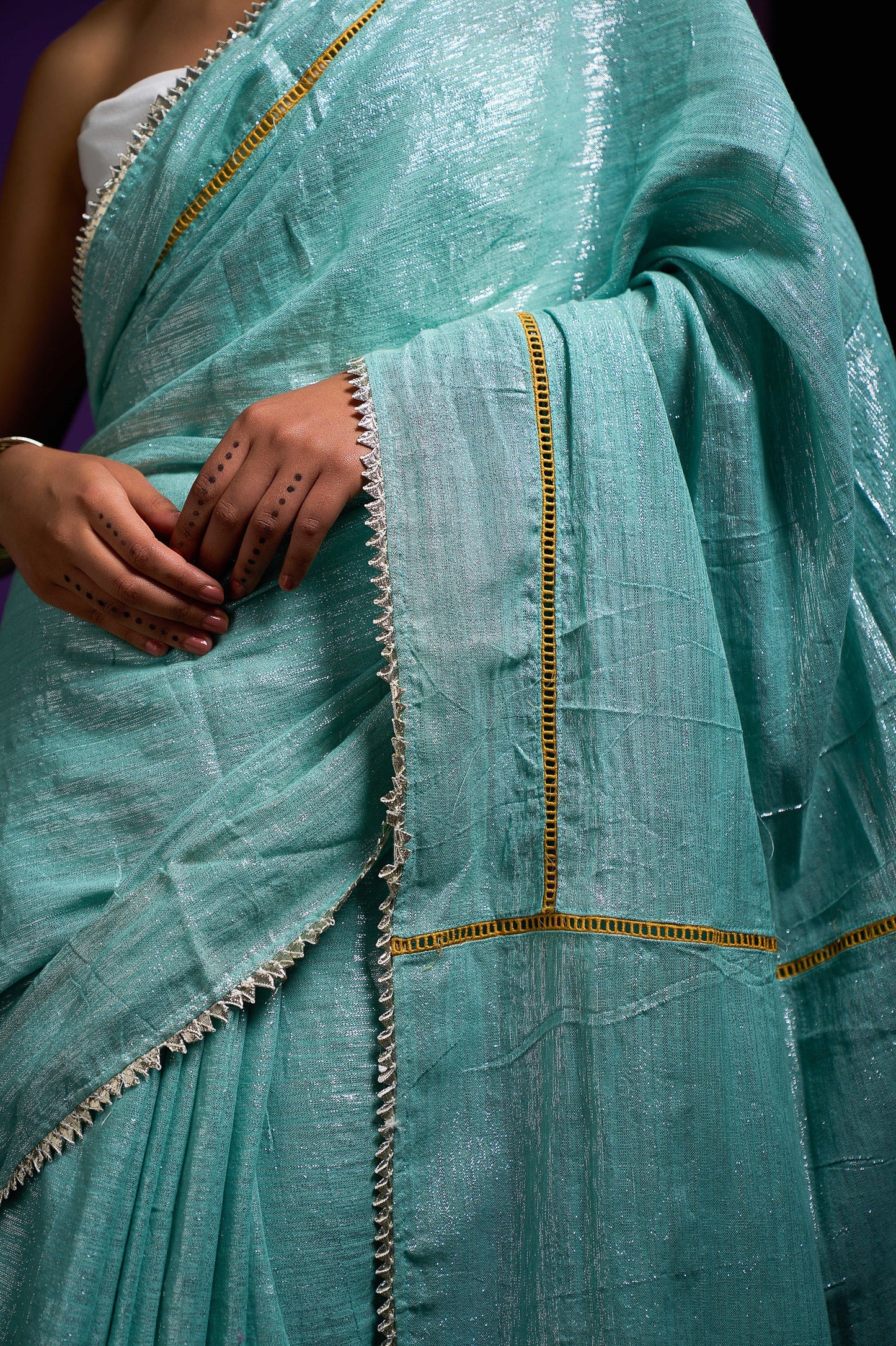 Blue Shimmer Pure Cotton Saree