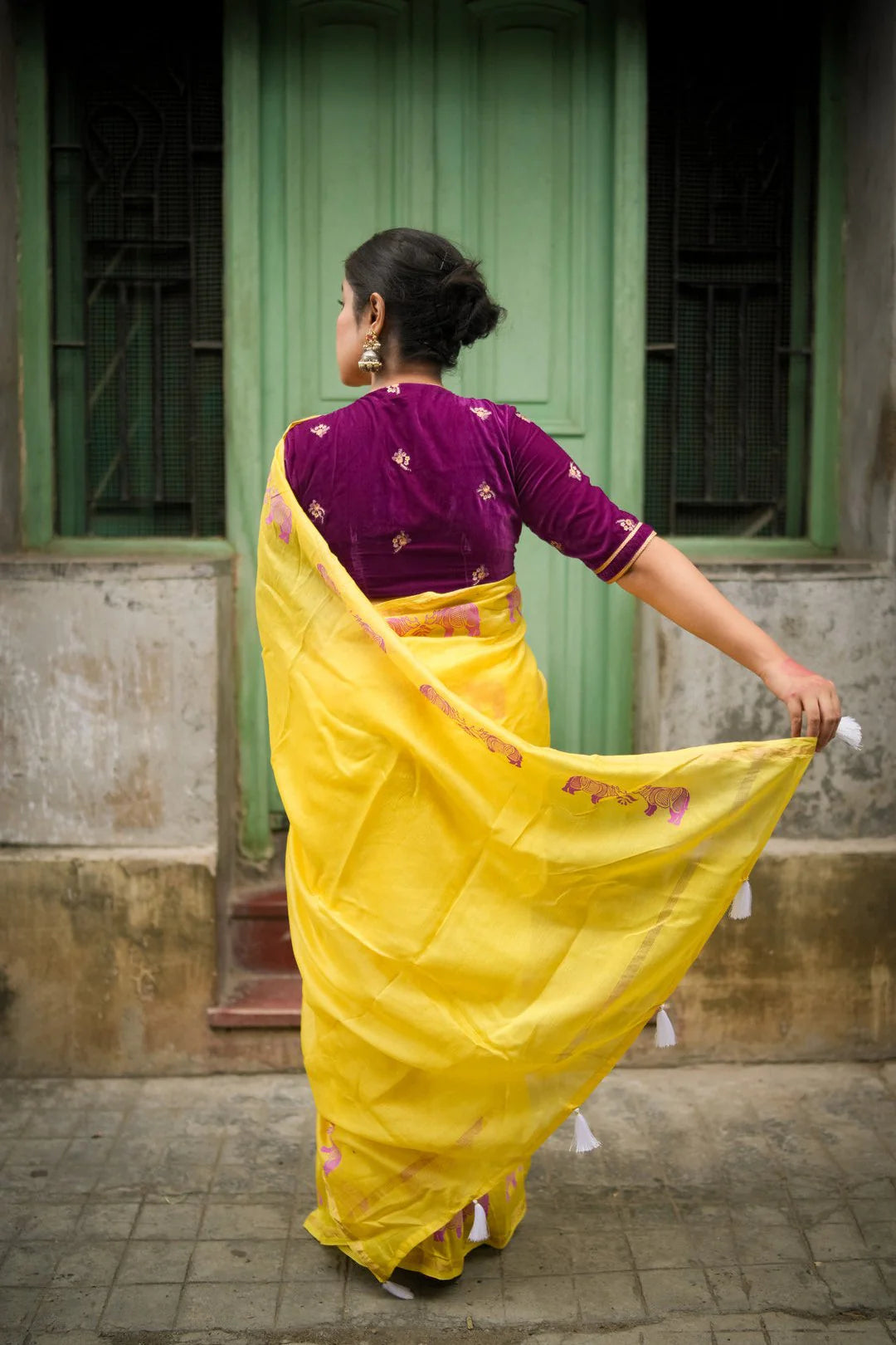 Majestic Muse Yellow Chanderi Silk Handloom saree