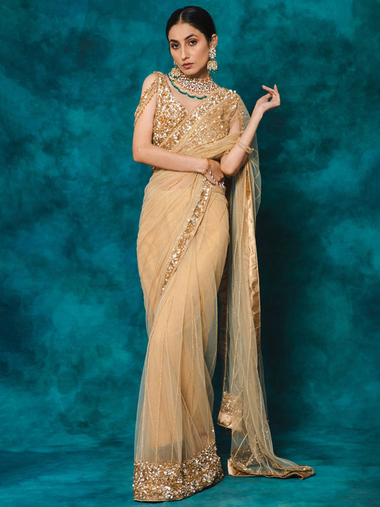 Beige Designer Saree