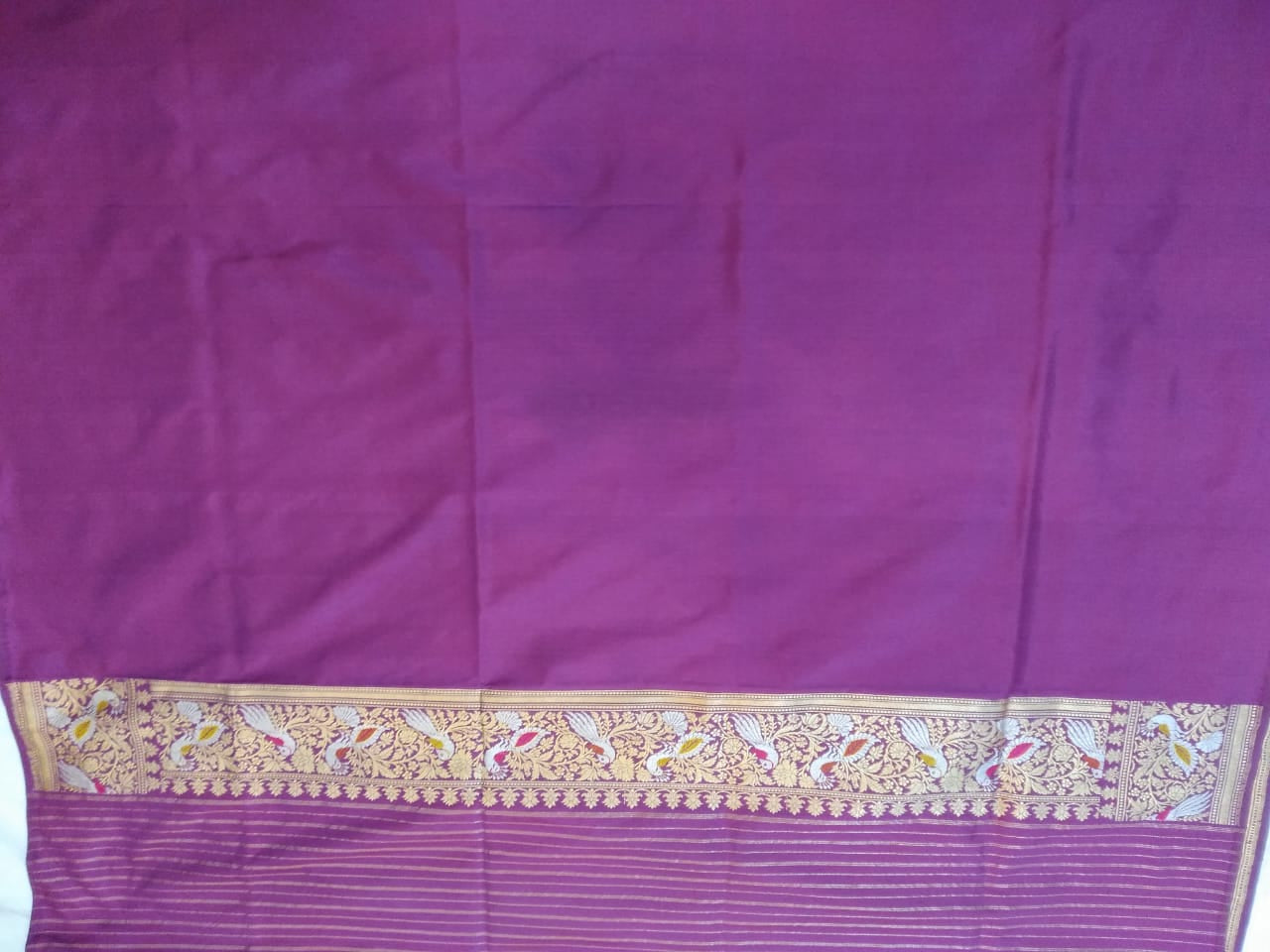 Purple Handwoven Kadwa Katan Pure Silk Saree - Panaya