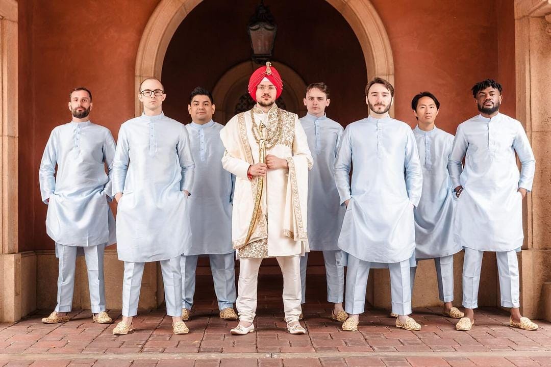 Groomsmen in Blue Outfits