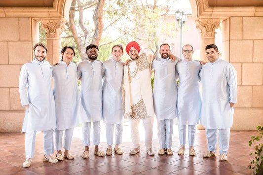 Groomsmen in Blue Outfits