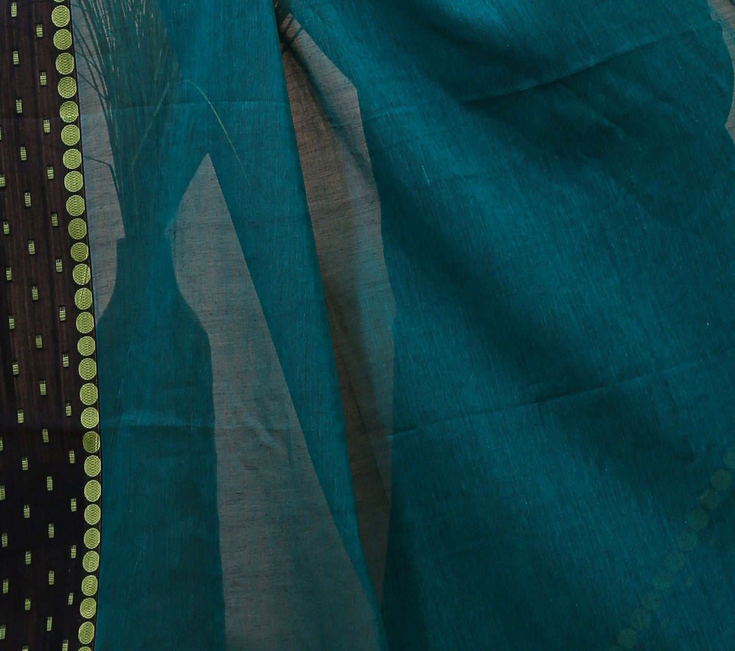 Dori Green Cotton Self Design Saree