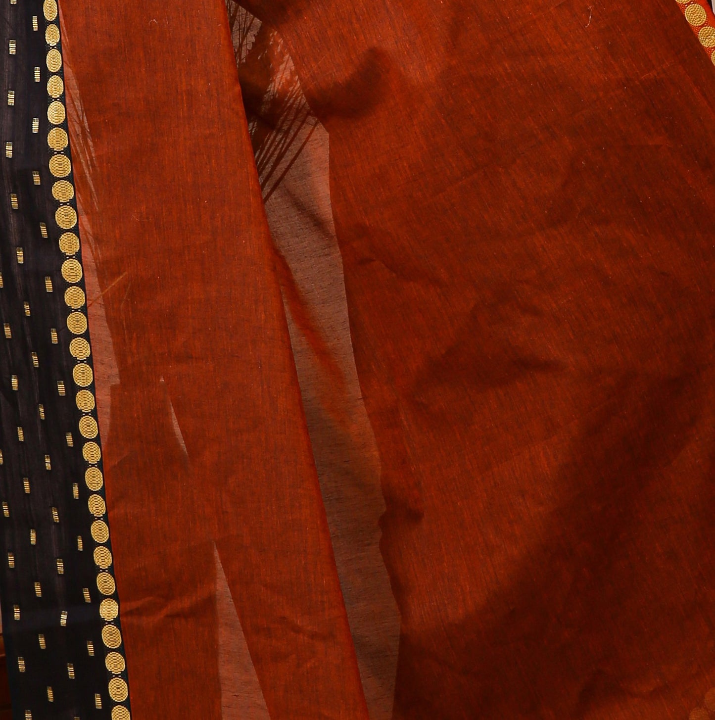 Dori Orange Cotton Self Design Saree