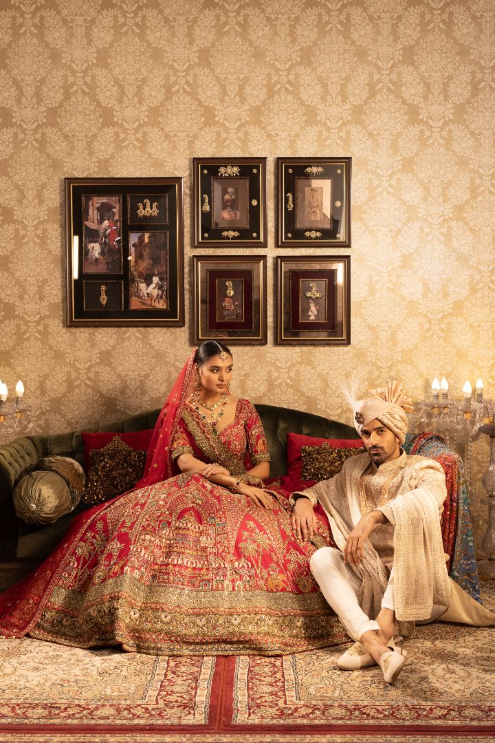 Red Bridal kali lehenga