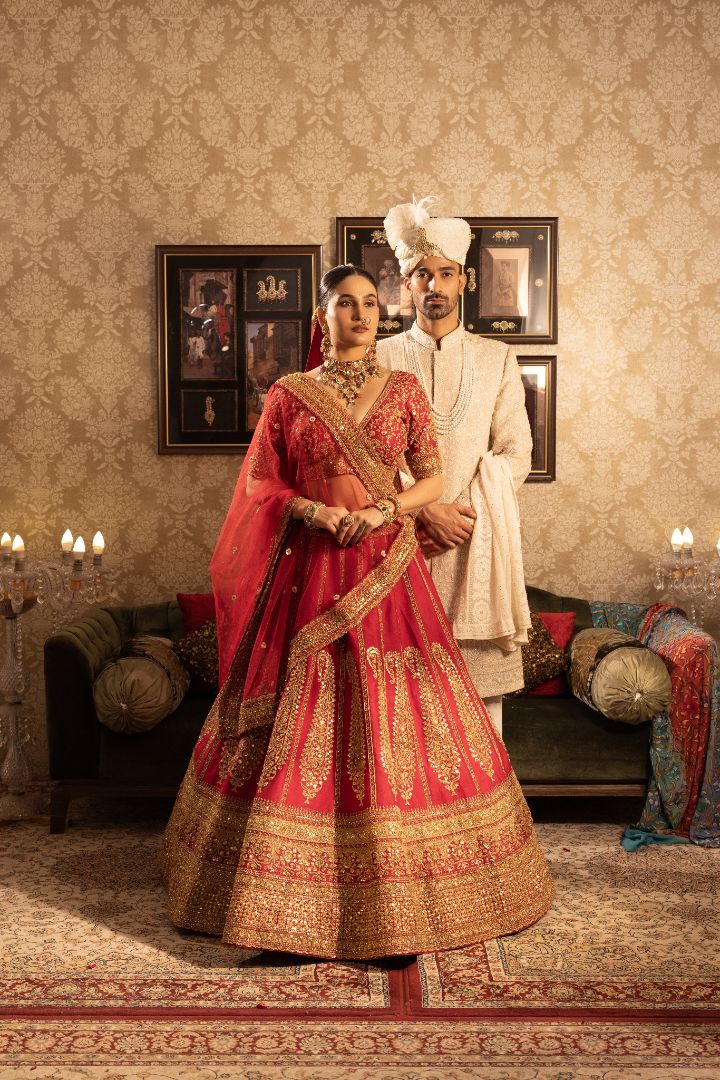 Red Bridal kali lehenga