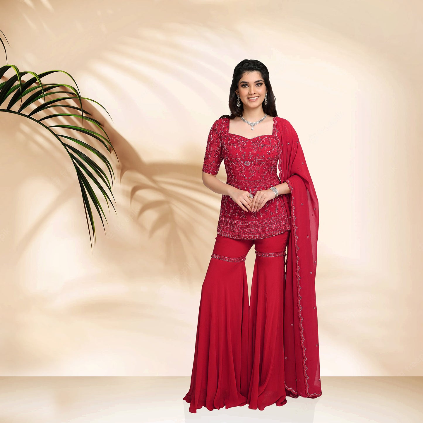 Amarylis Sharara Set- Red