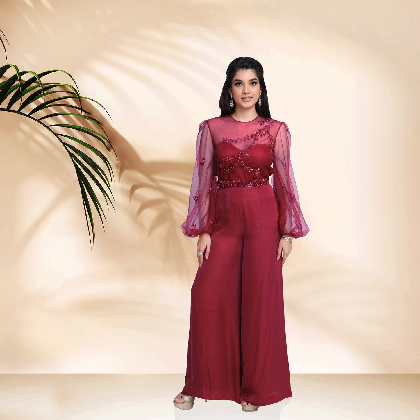 Aster Jumpsuit and Cape set- Wine