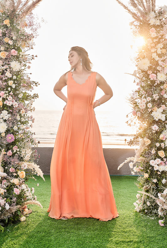 Tulip Designer Gown - Orange