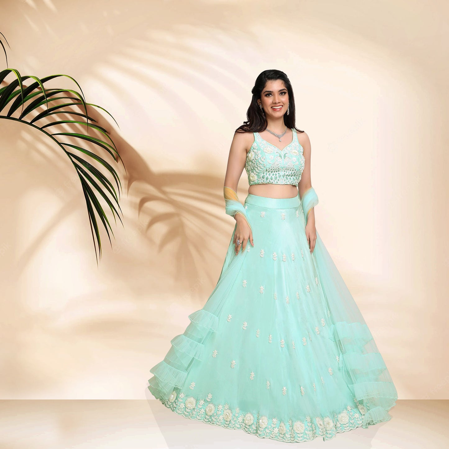 Peacock Designer Lehenga Set- Blue