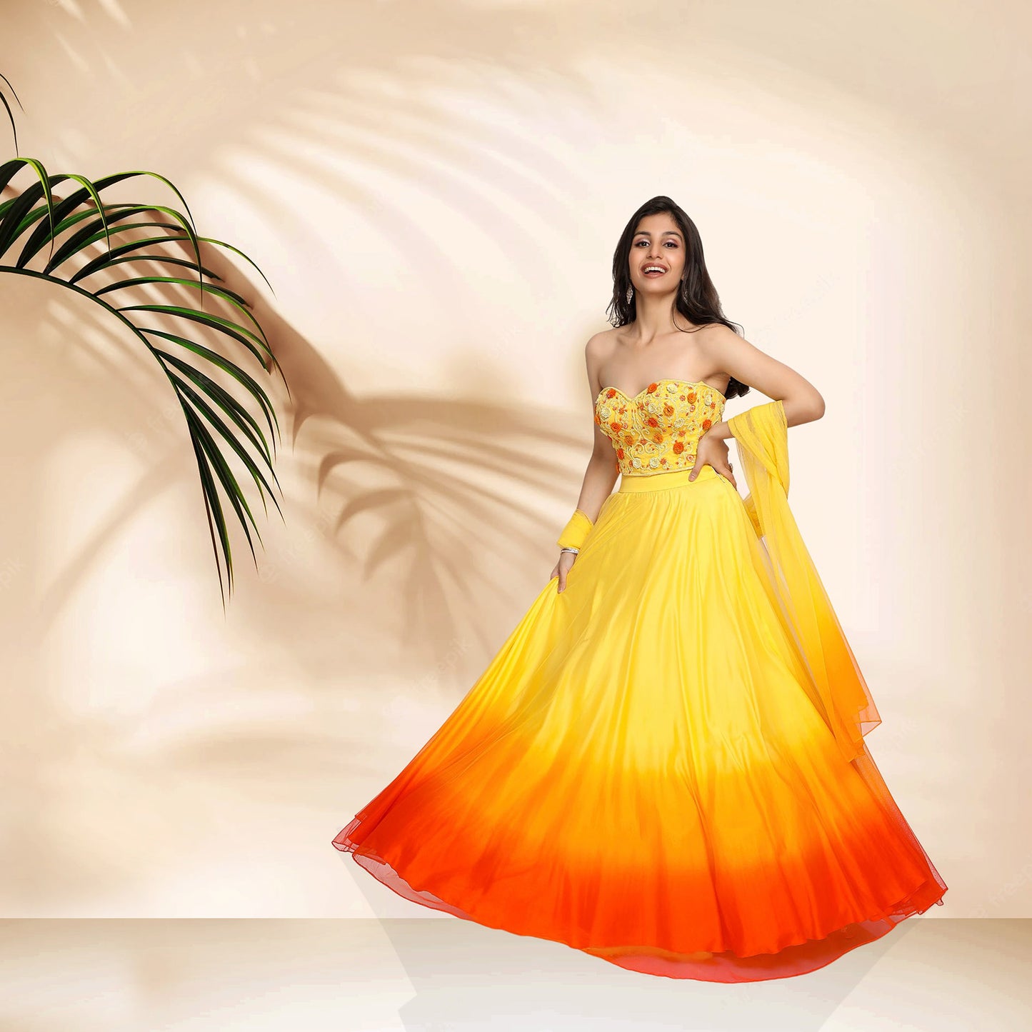 Sunset Designer Lehenga Set- Yellow