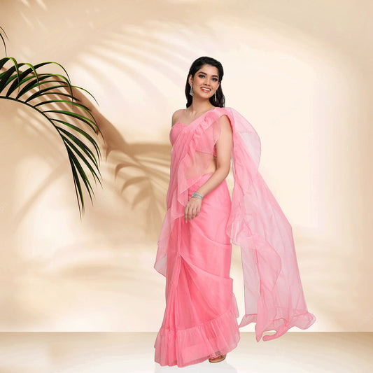 Camalia Designer saree set- Pink