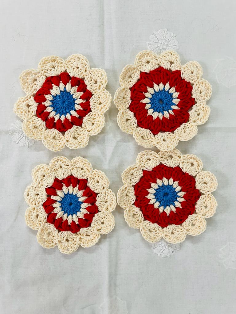 Handmade Crochet Coasters Set of 4