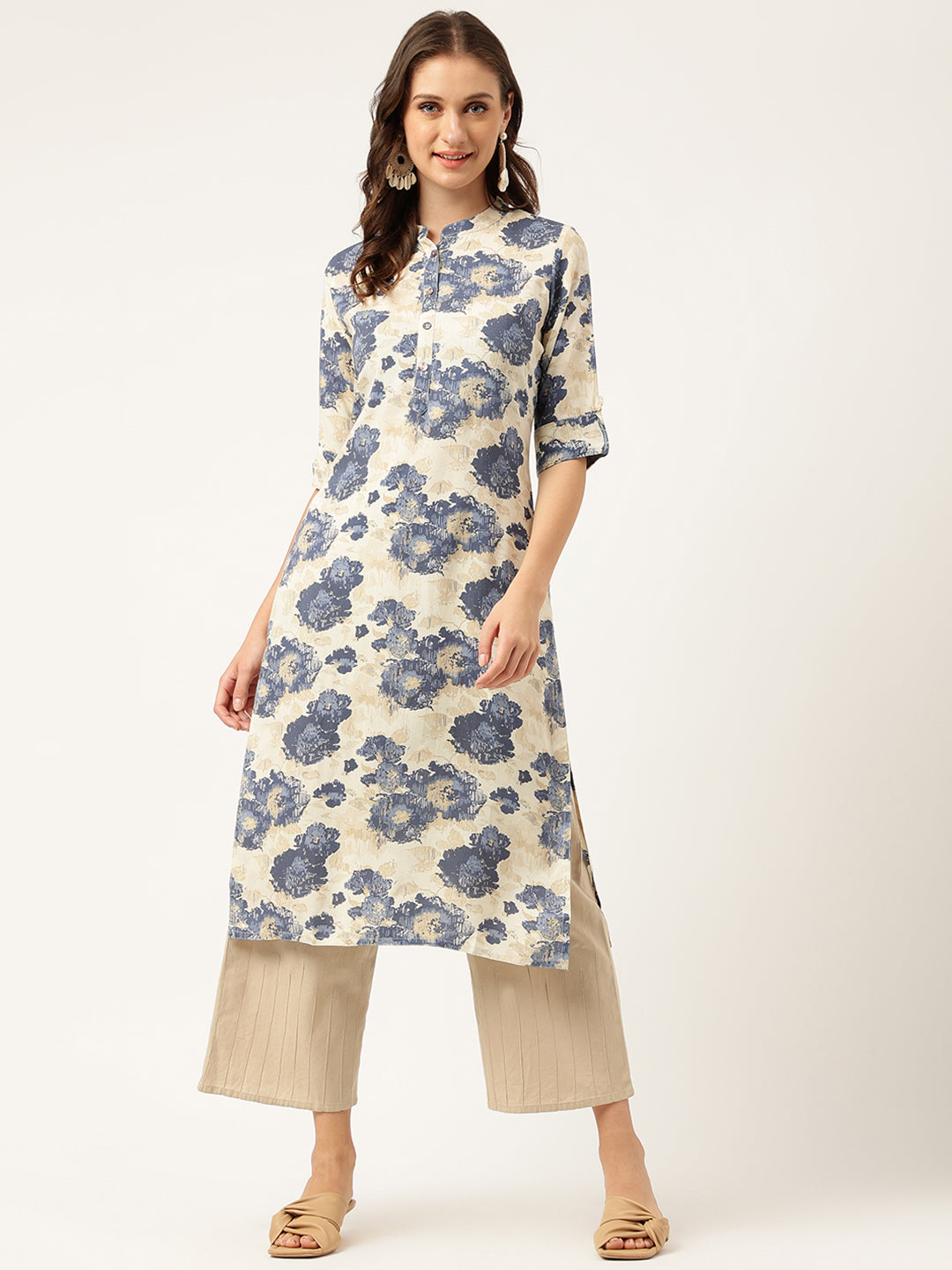 Multi Colored Floral Digital Printed Straight Kurta