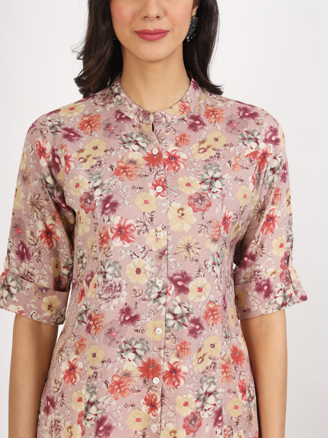 Pink Floral Printed Rayon Top