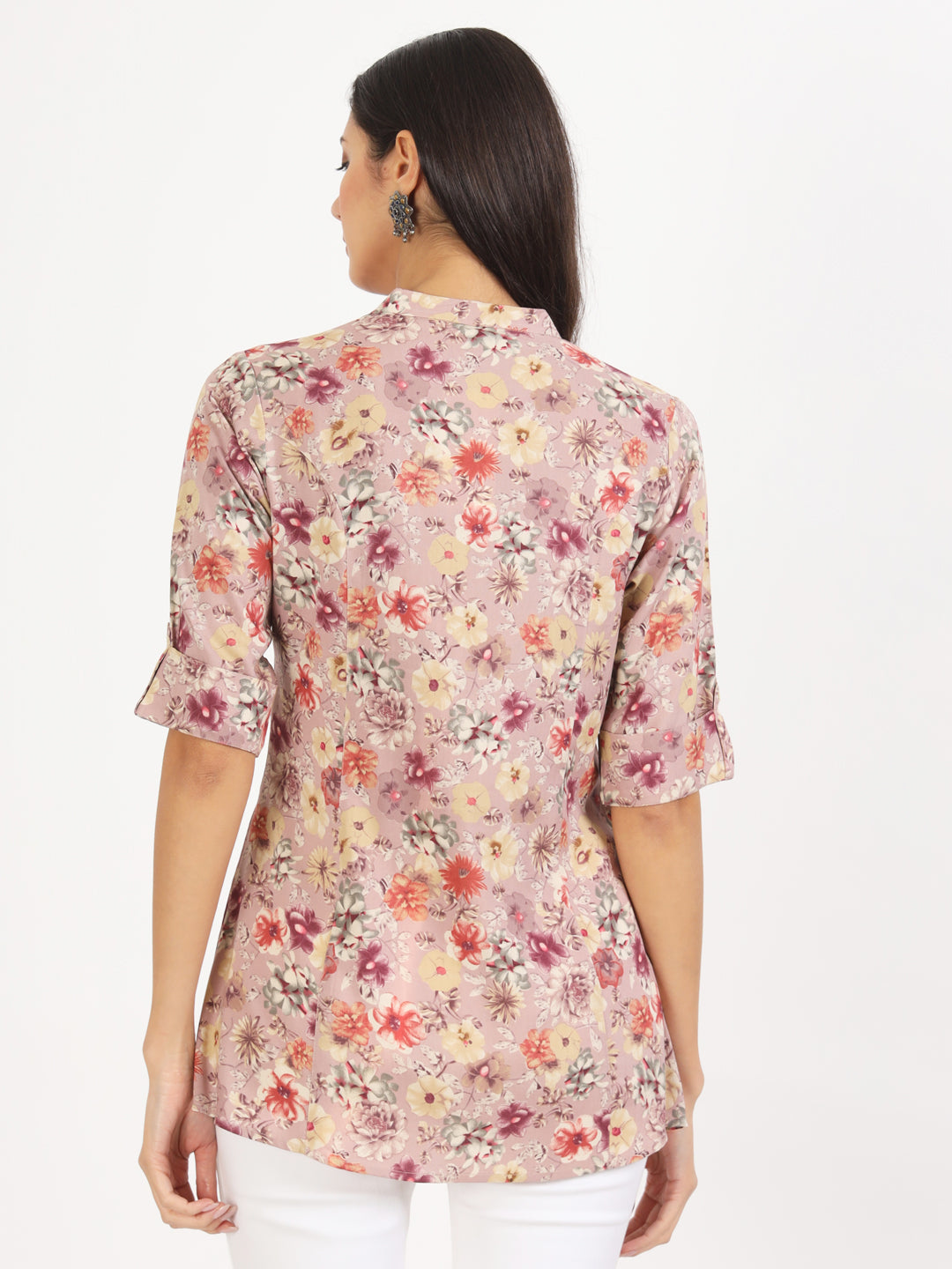 Pink Floral Printed Rayon Top