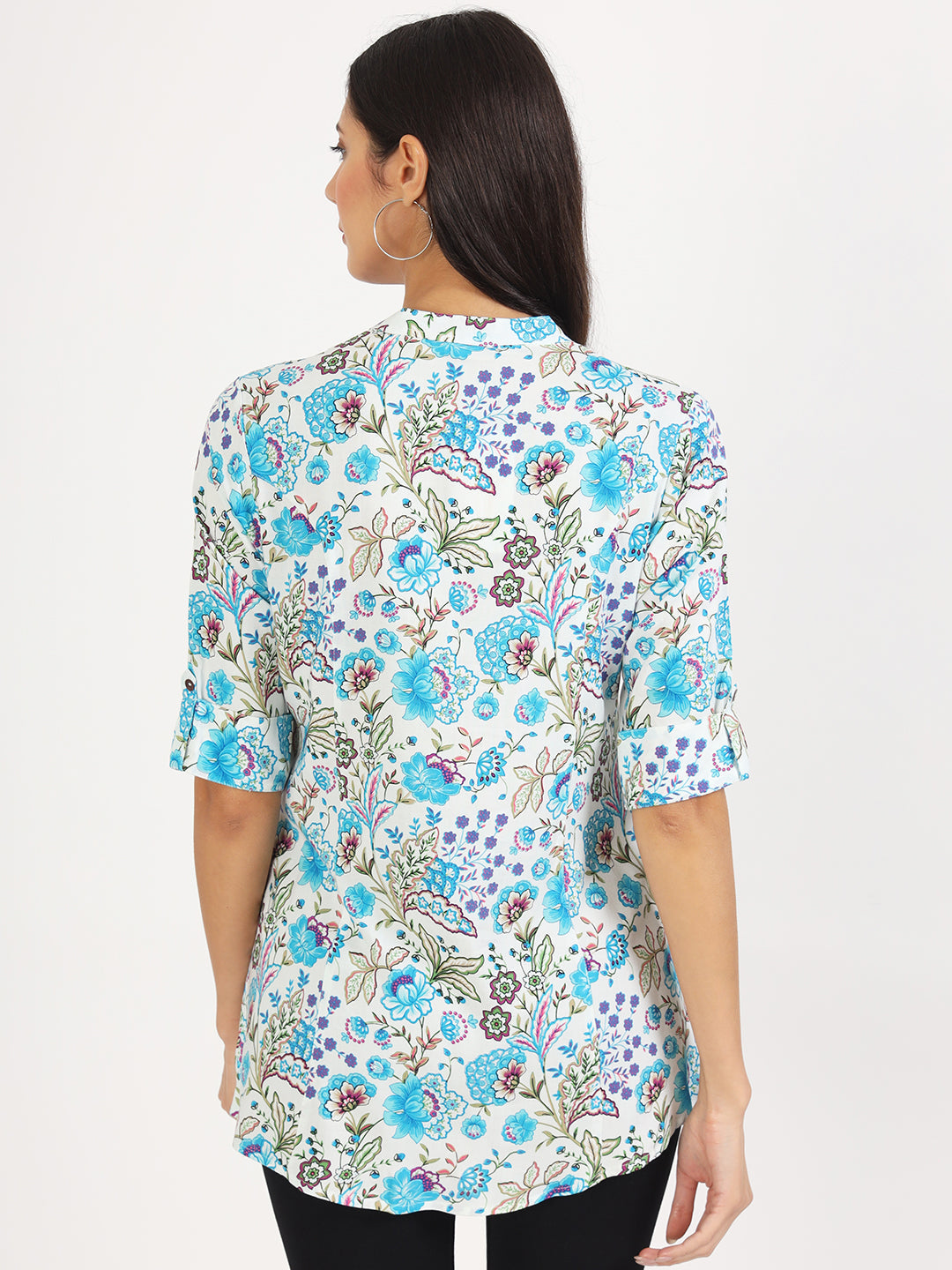 White Floral Printed Rayon Top