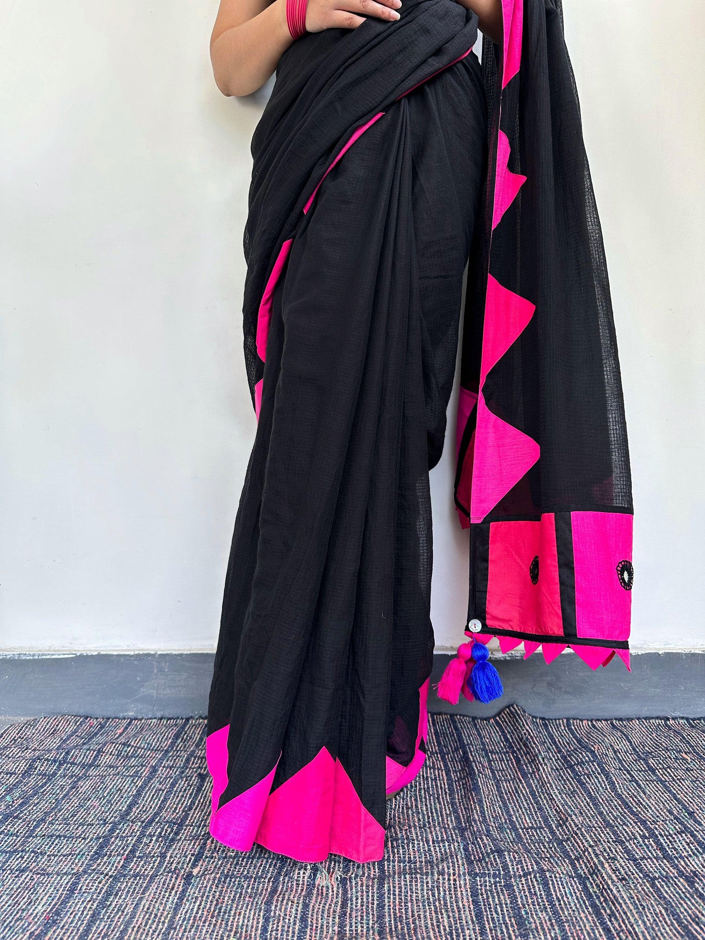 गुलाबो (Gulabo) Kota Cotton Black Saree